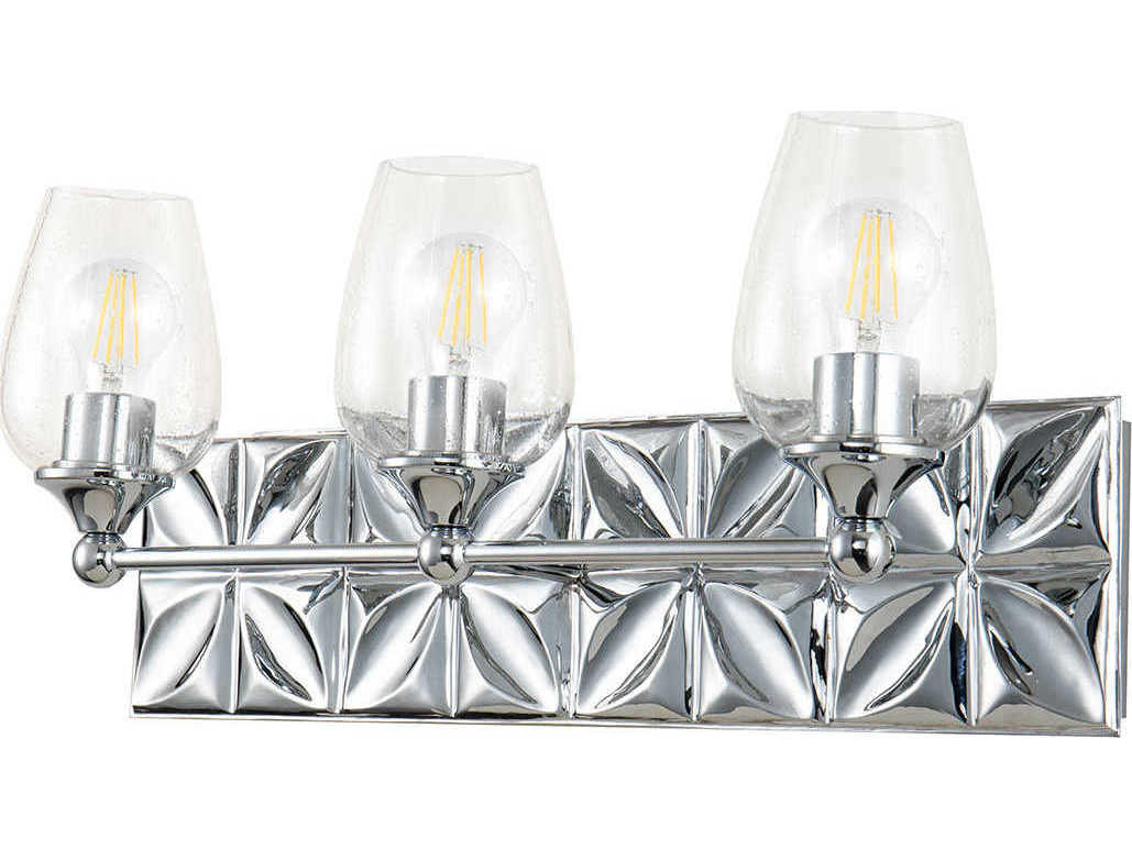 Lucas McKearn Epsilon 3-Light Polished Chrome Glass Vanity Light