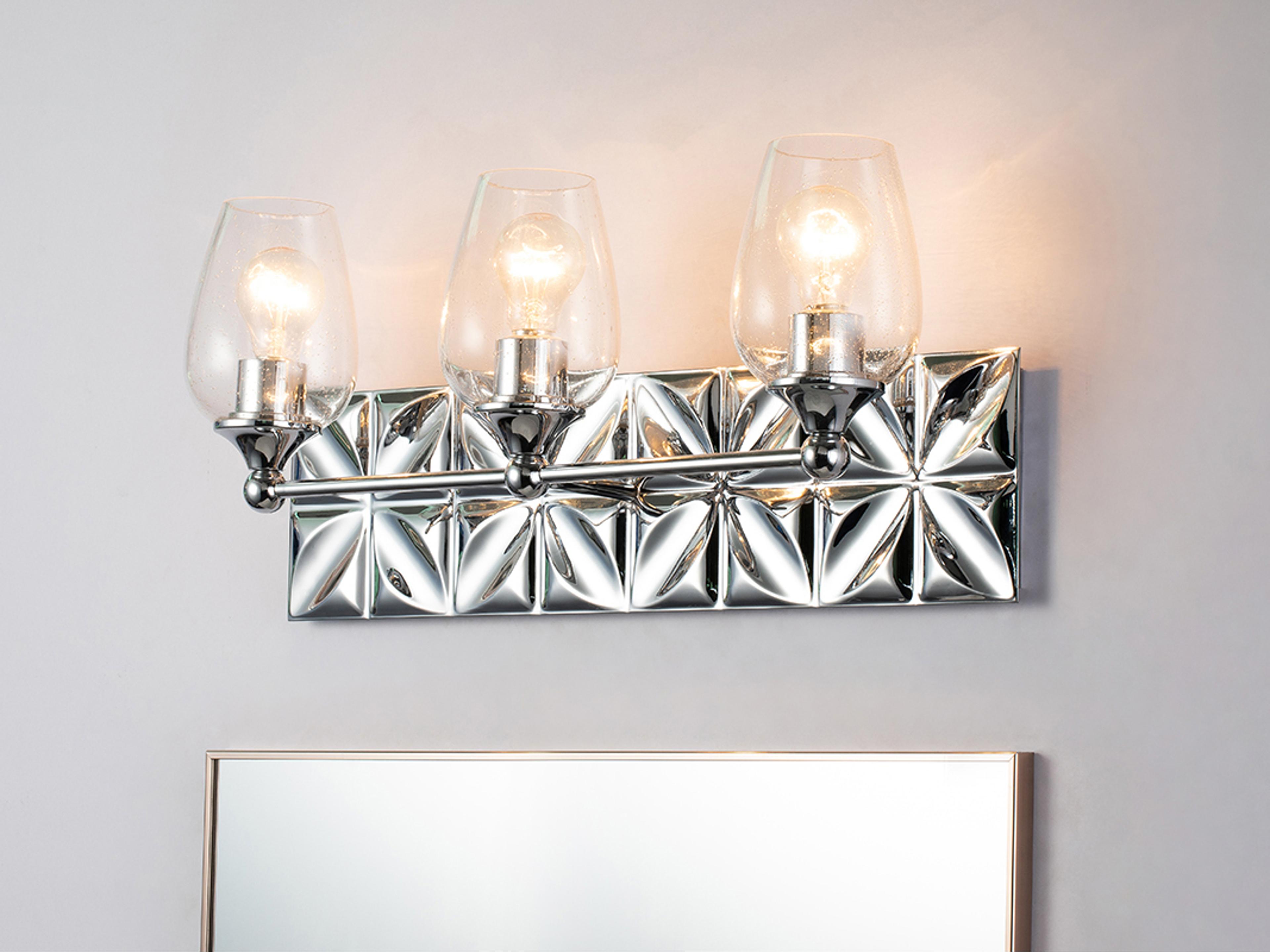 Lucas McKearn Epsilon 3-Light Polished Chrome Glass Vanity Light