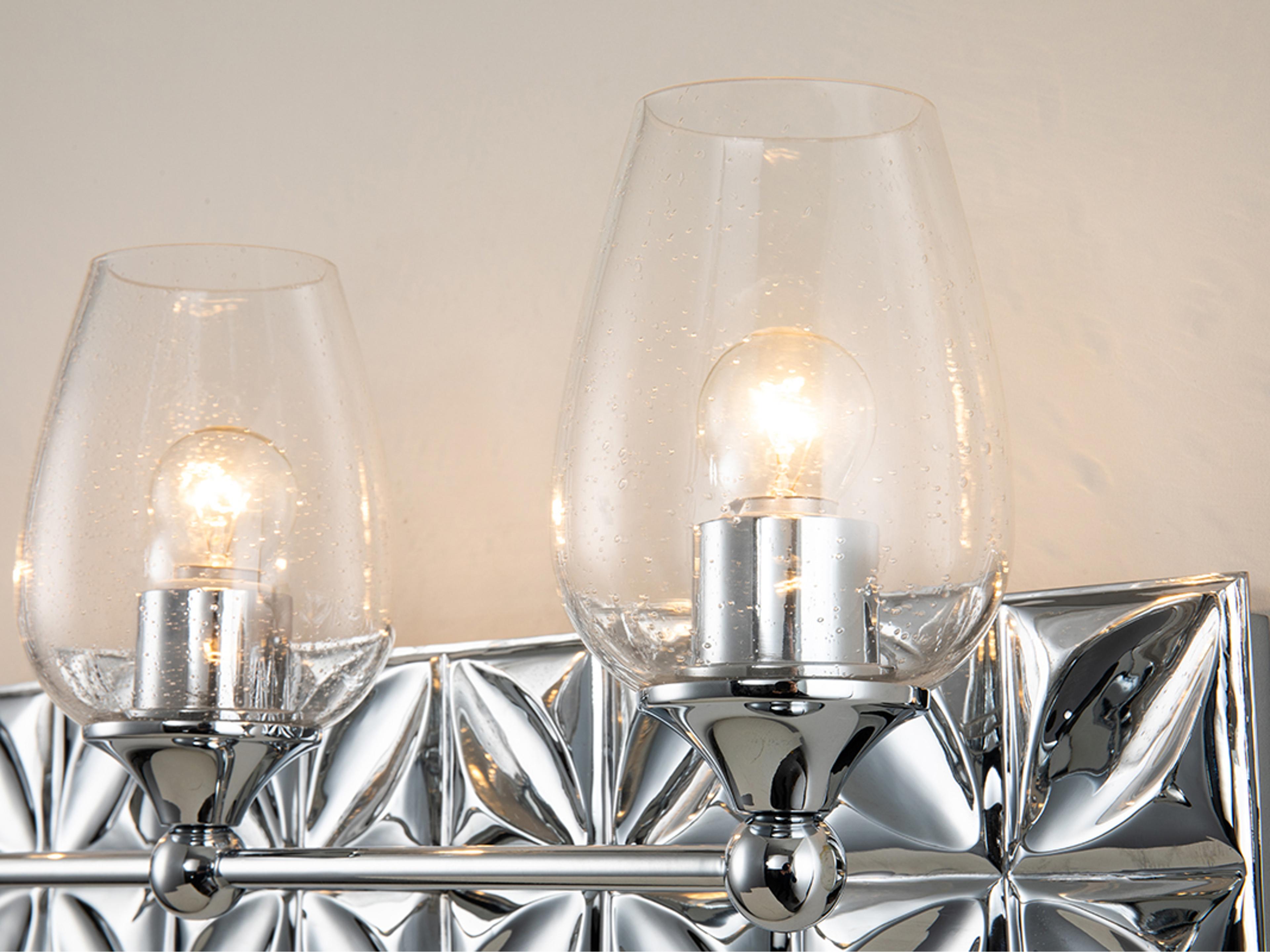 Lucas McKearn Epsilon 3-Light Polished Chrome Glass Vanity Light