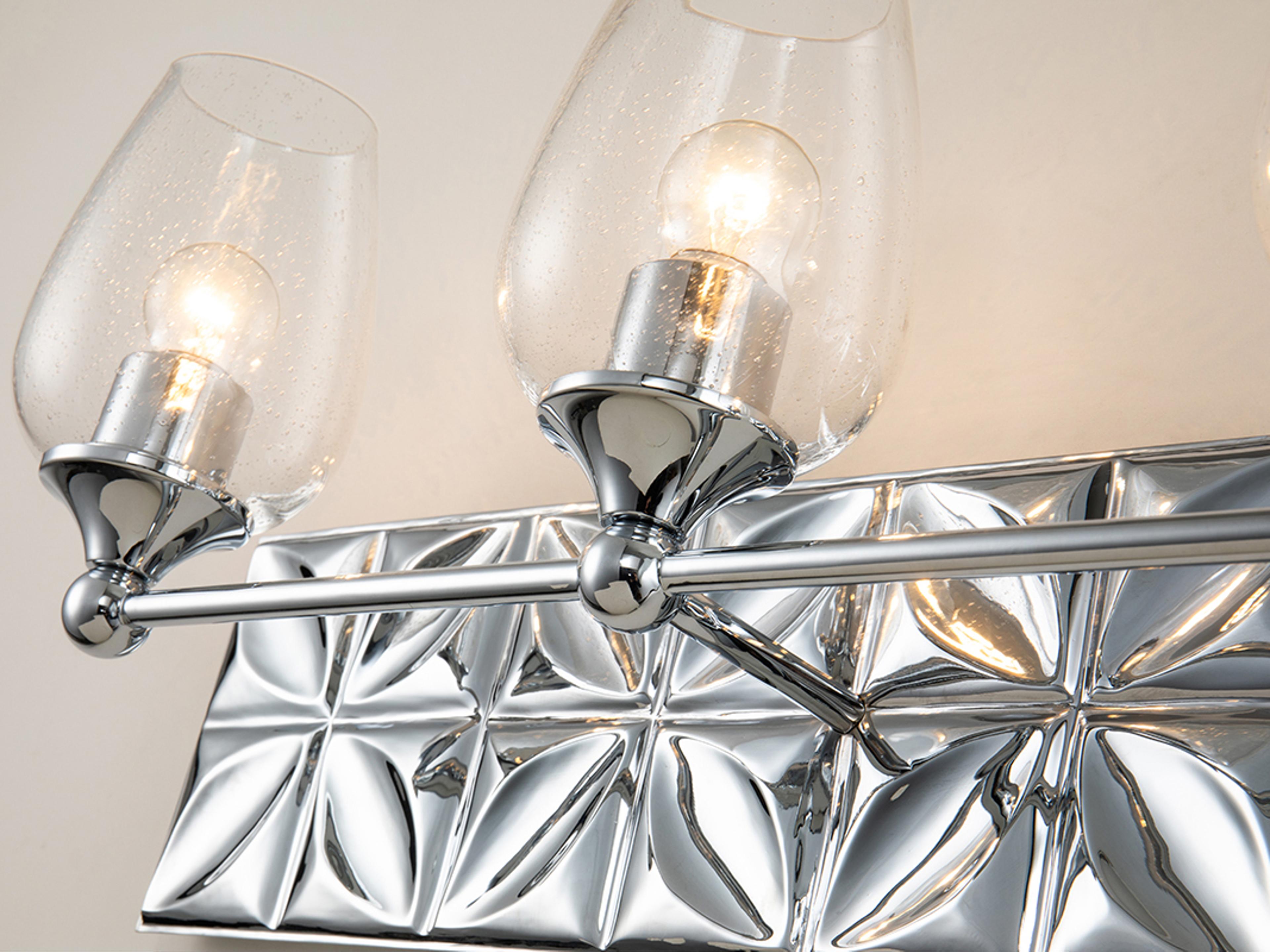 Lucas McKearn Epsilon 3-Light Polished Chrome Glass Vanity Light