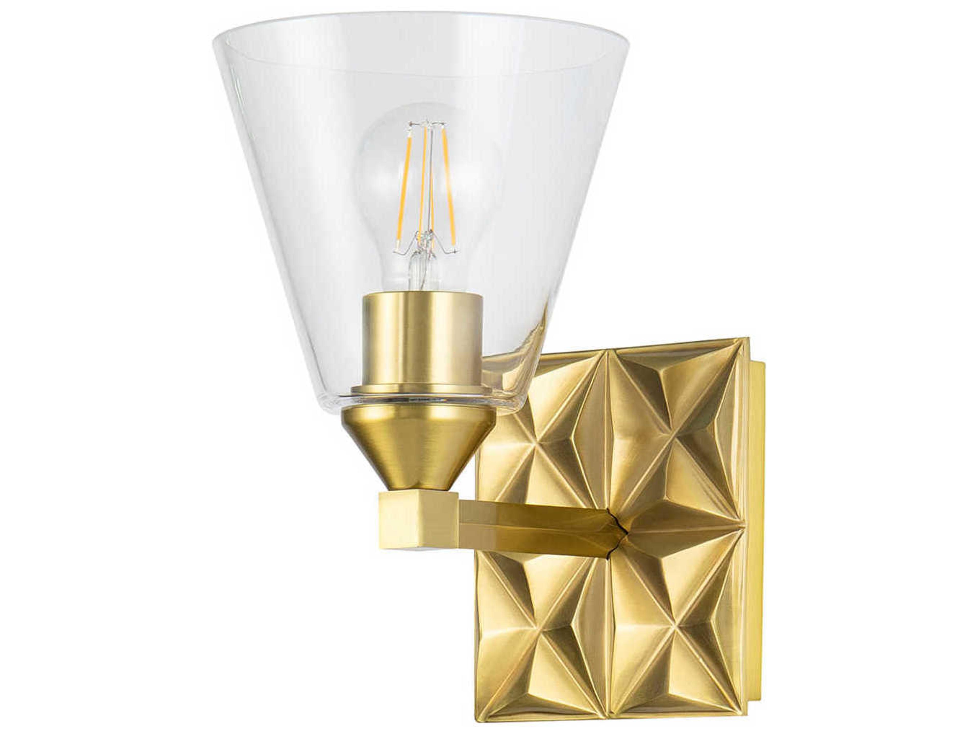 Lucas McKearn Alpha 1-Light Aged Brass Glass Wall Sconce