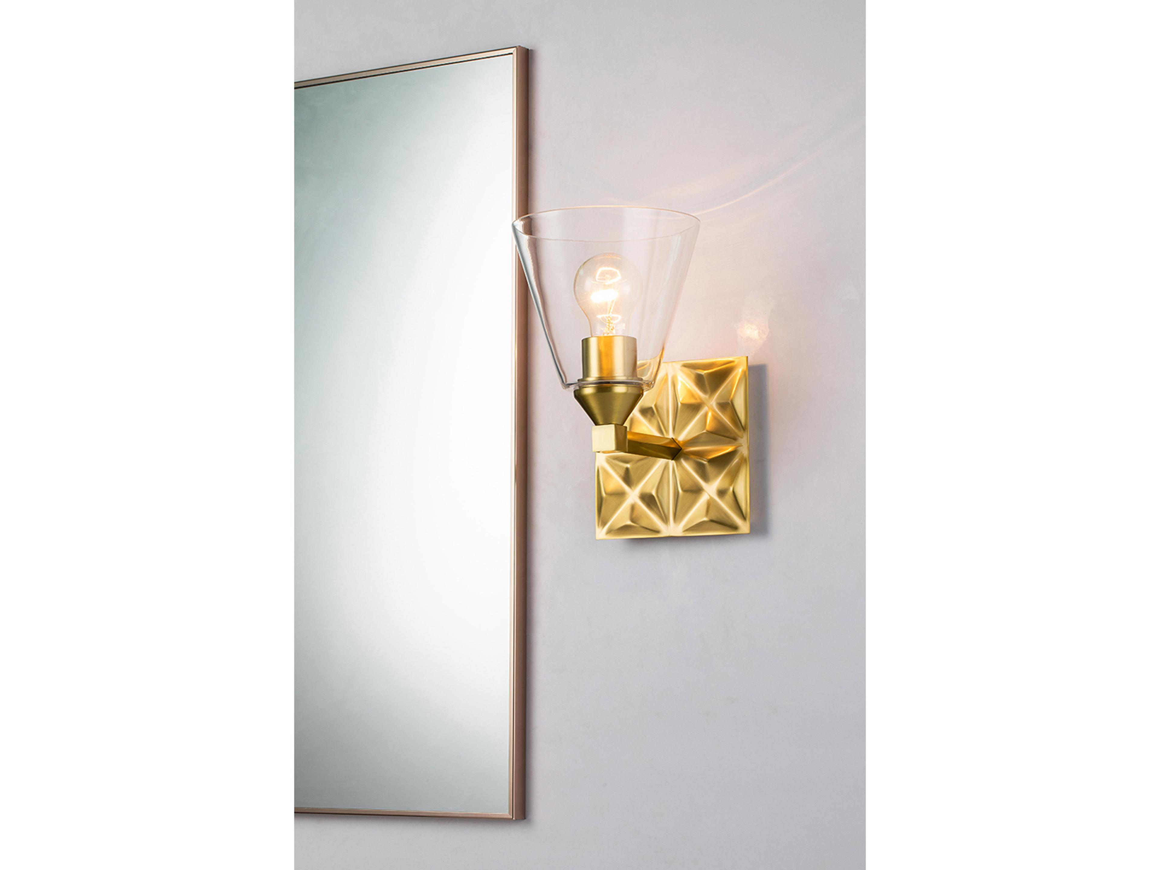 Lucas McKearn Alpha 1-Light Aged Brass Glass Wall Sconce