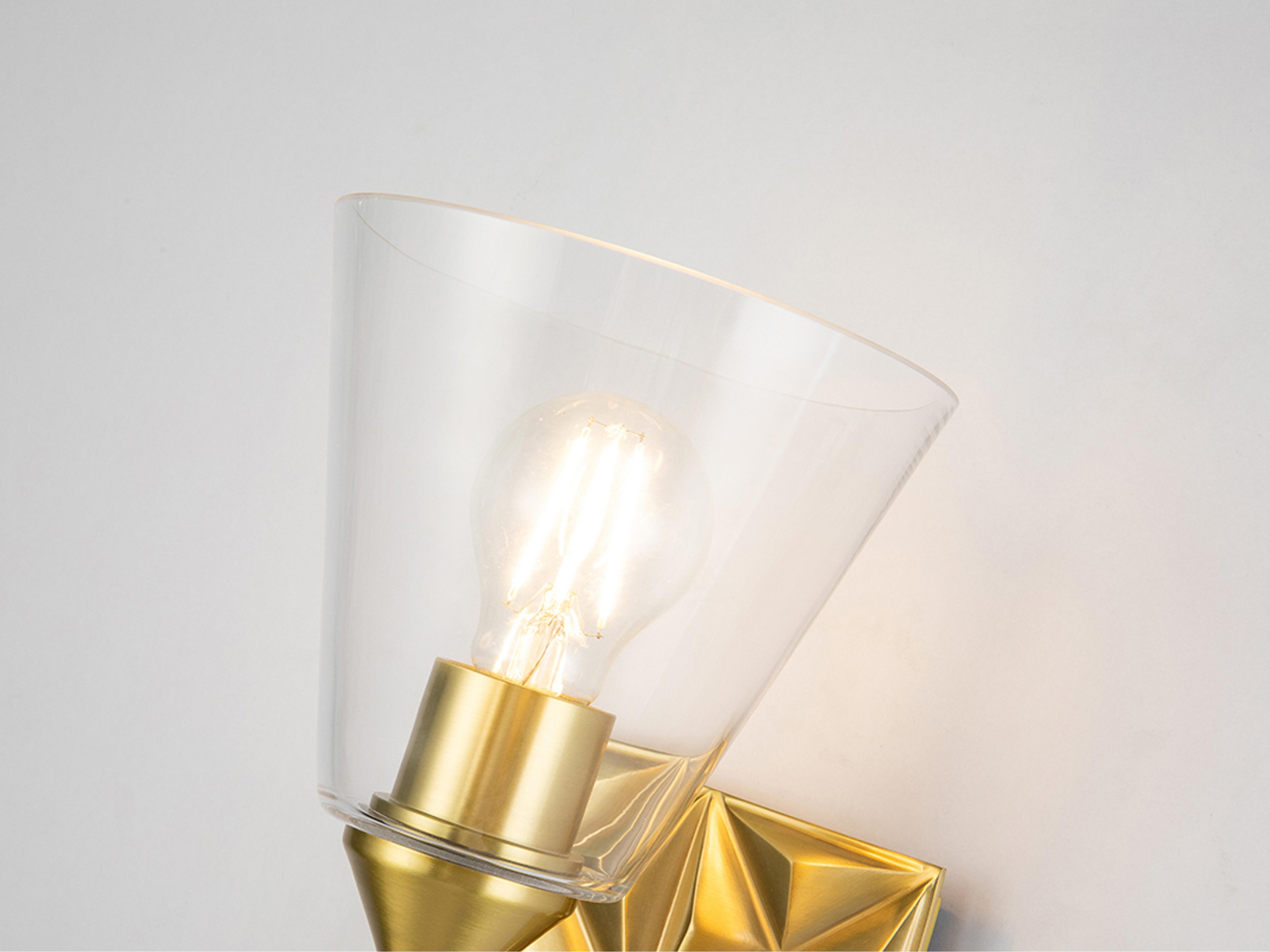 Lucas McKearn Alpha 1-Light Aged Brass Glass Wall Sconce