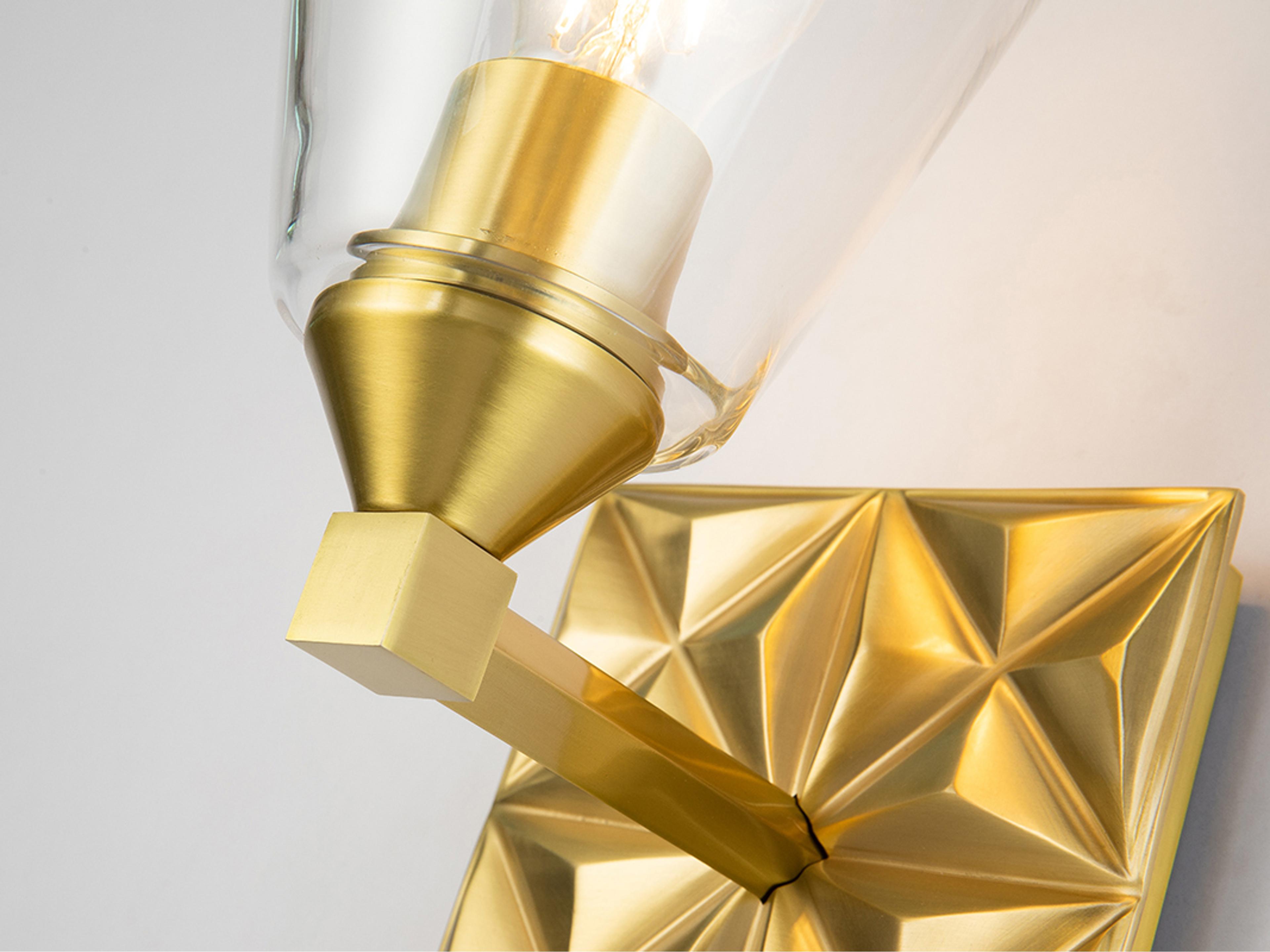 Lucas McKearn Alpha 1-Light Aged Brass Glass Wall Sconce
