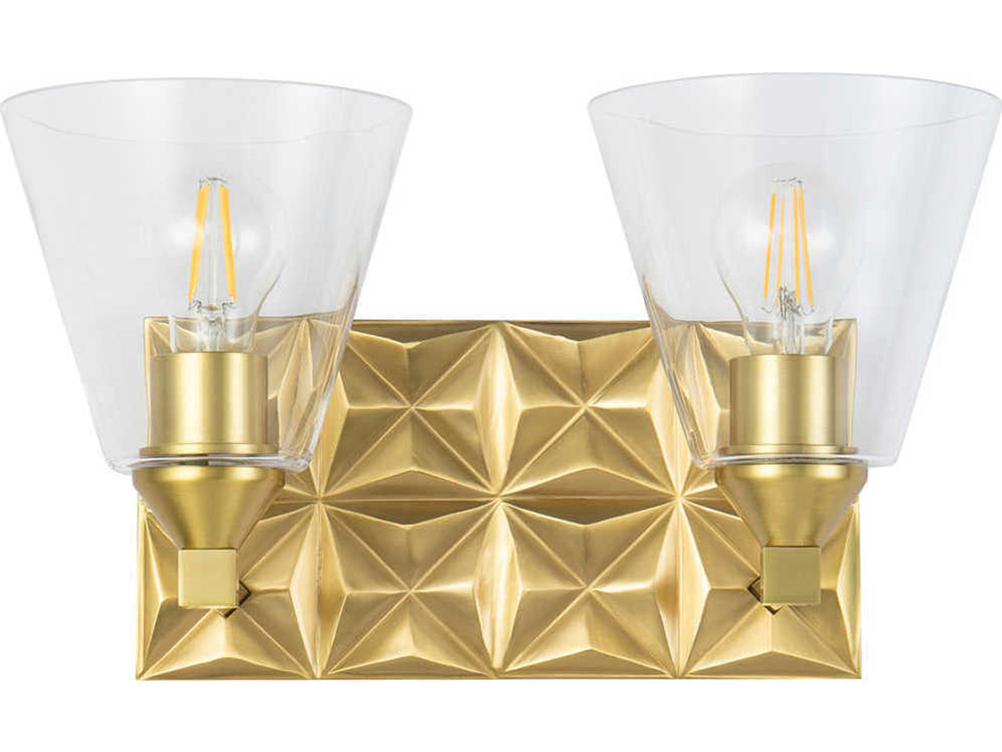 Lucas McKearn Alpha 2-Light Aged Brass Glass Vanity Light