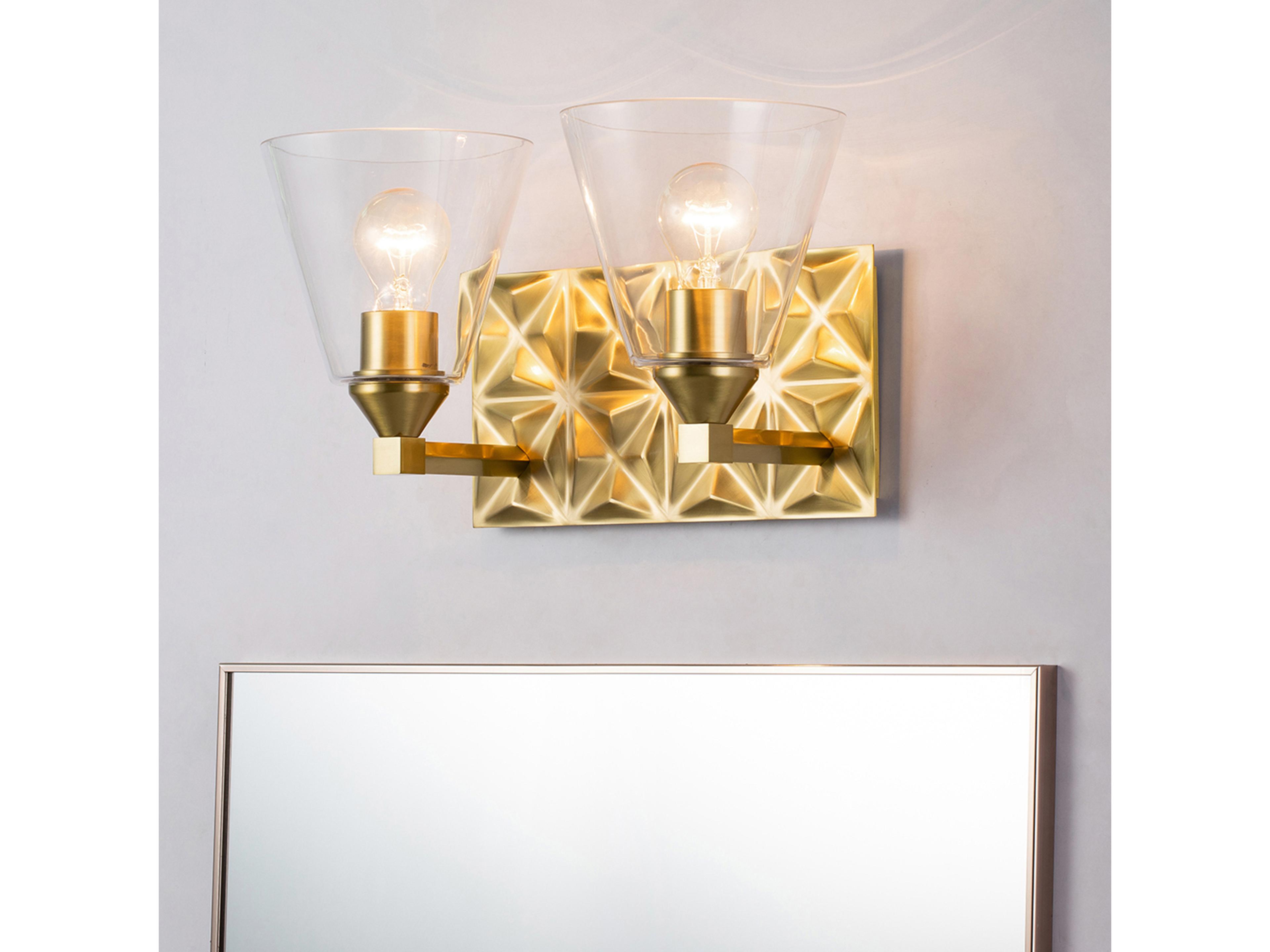 Lucas McKearn Alpha 2-Light Aged Brass Glass Vanity Light
