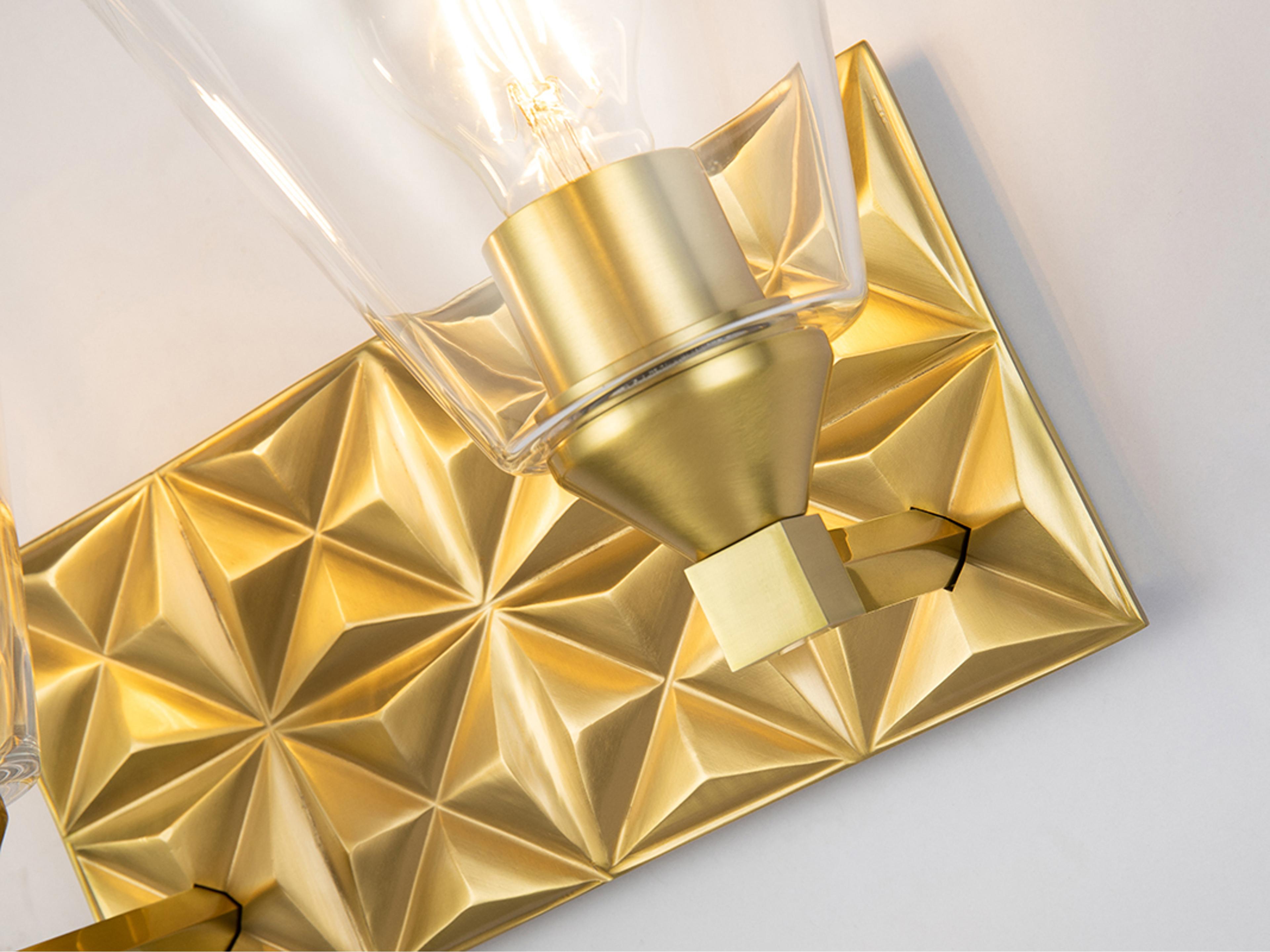 Lucas McKearn Alpha 2-Light Aged Brass Glass Vanity Light