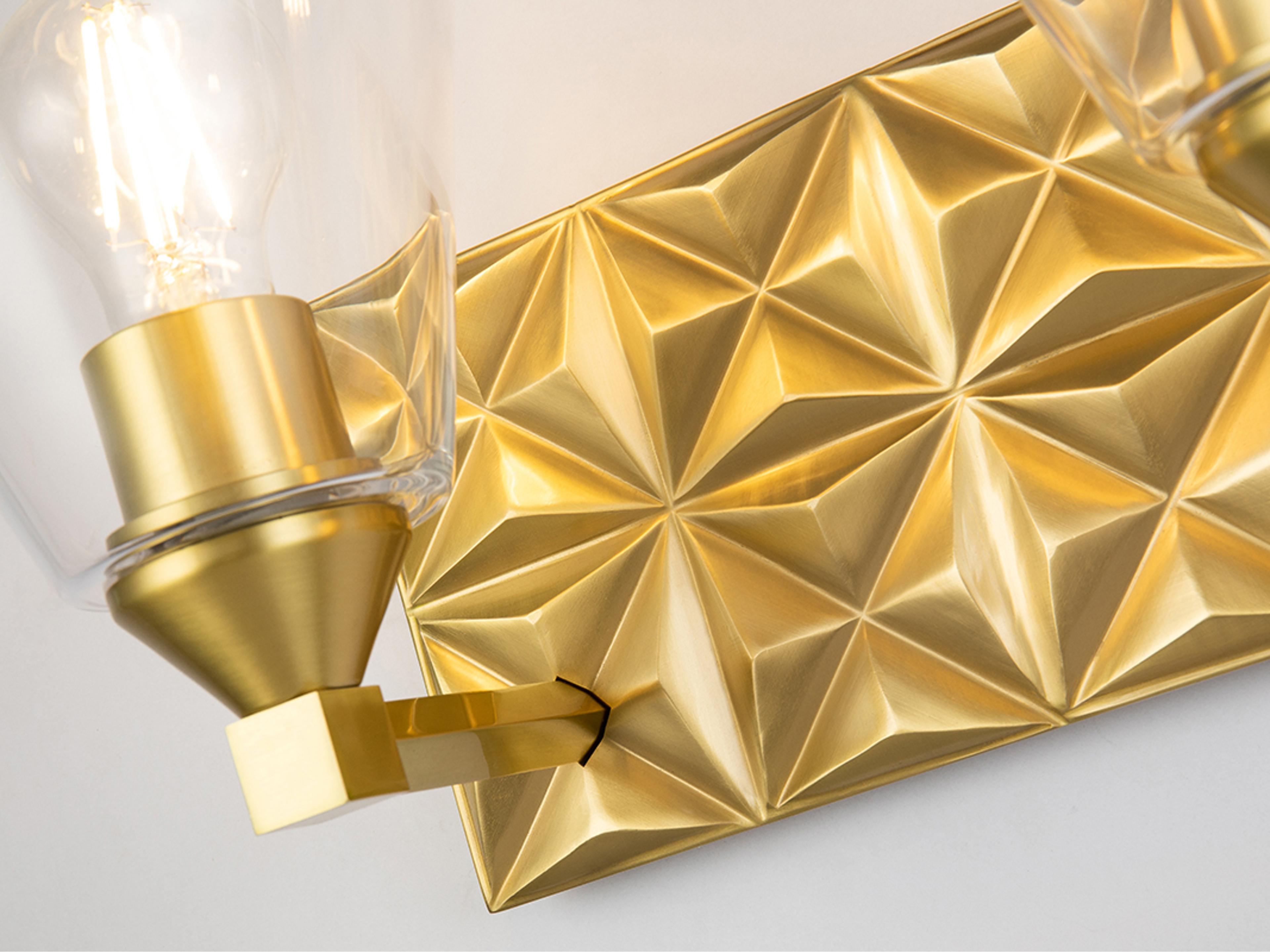 Lucas McKearn Alpha 2-Light Aged Brass Glass Vanity Light