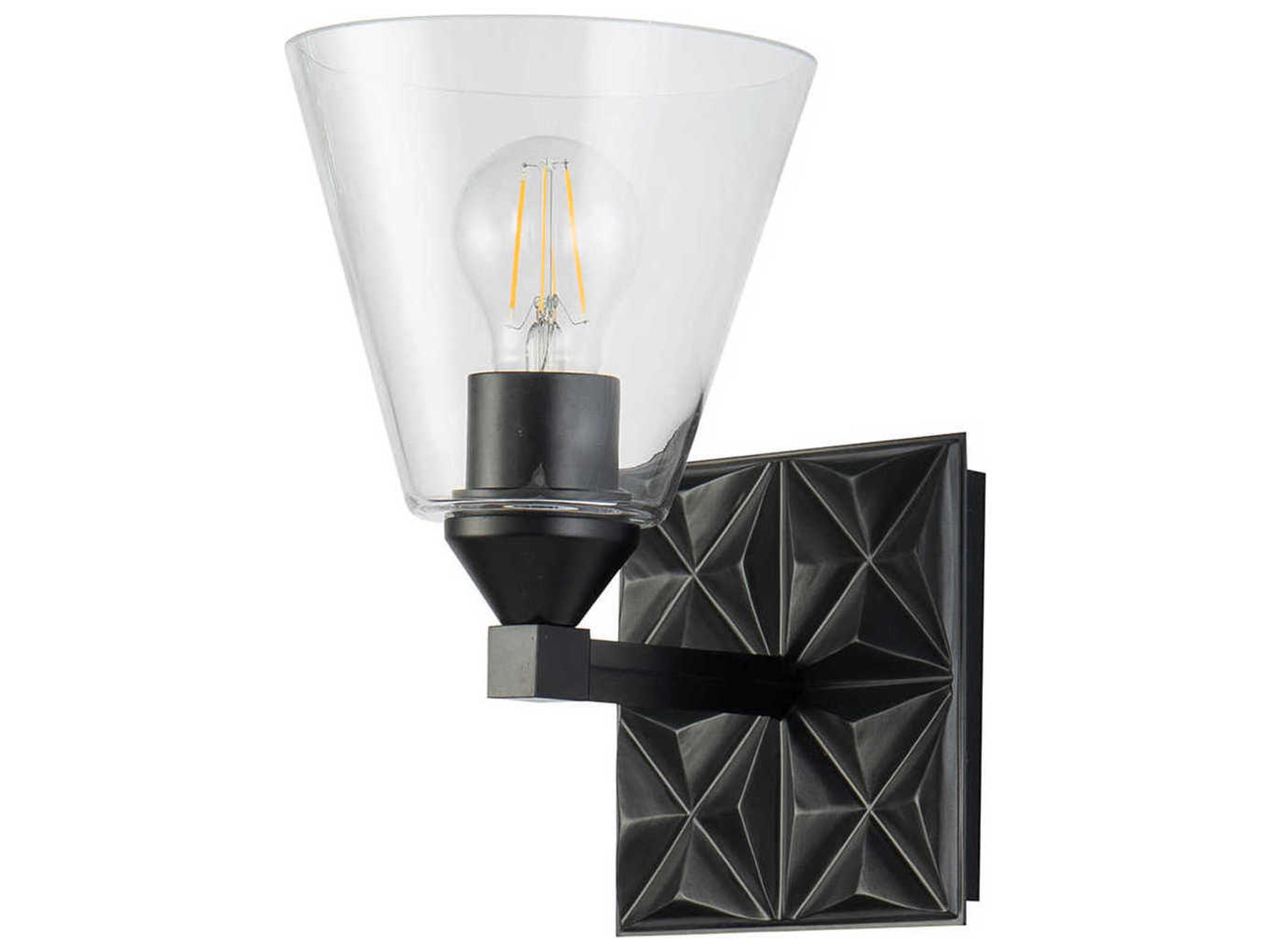 Lucas McKearn Alpha 1-Light Matte Black Glass Wall Sconce