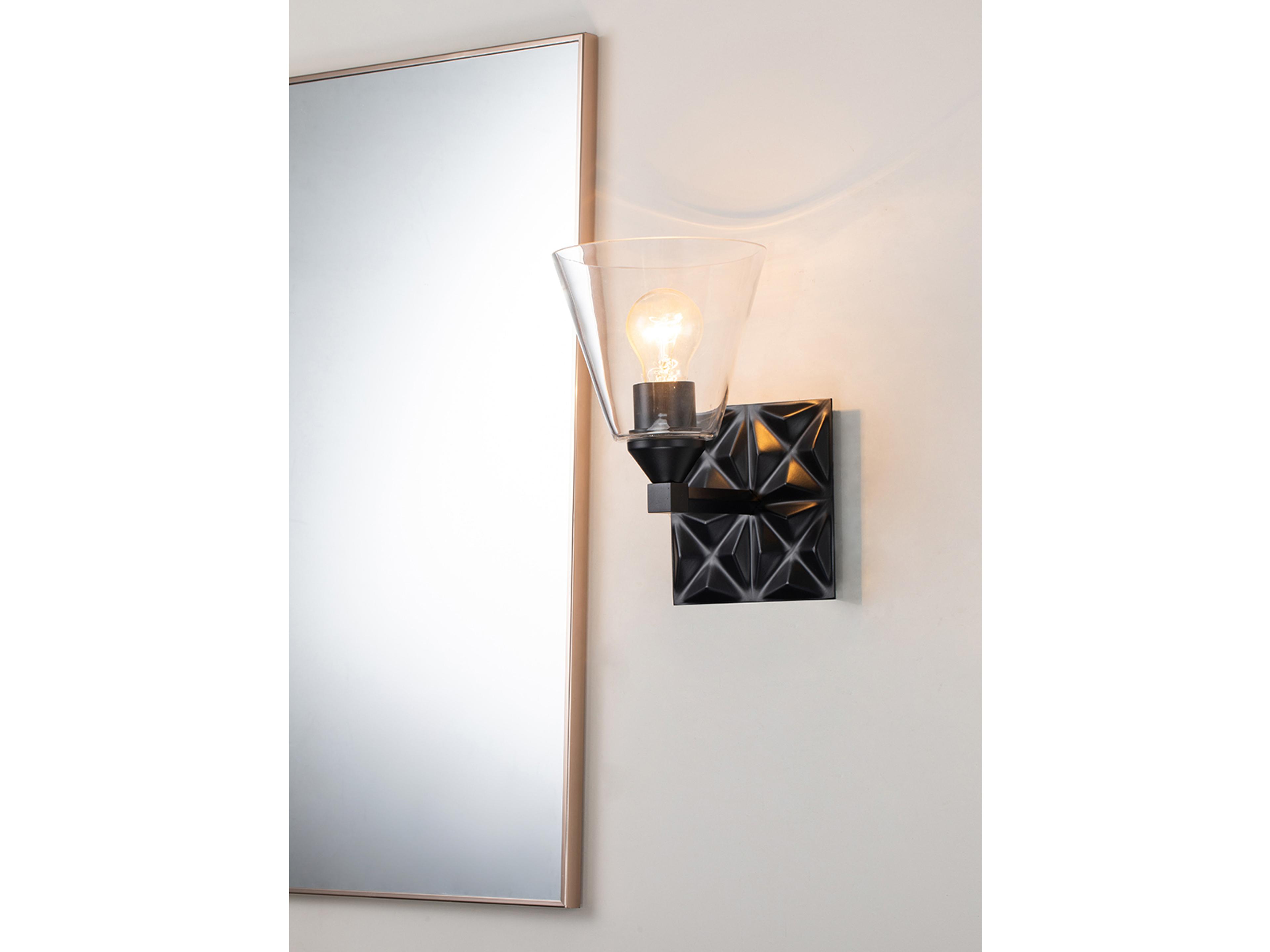 Lucas McKearn Alpha 1-Light Matte Black Glass Wall Sconce