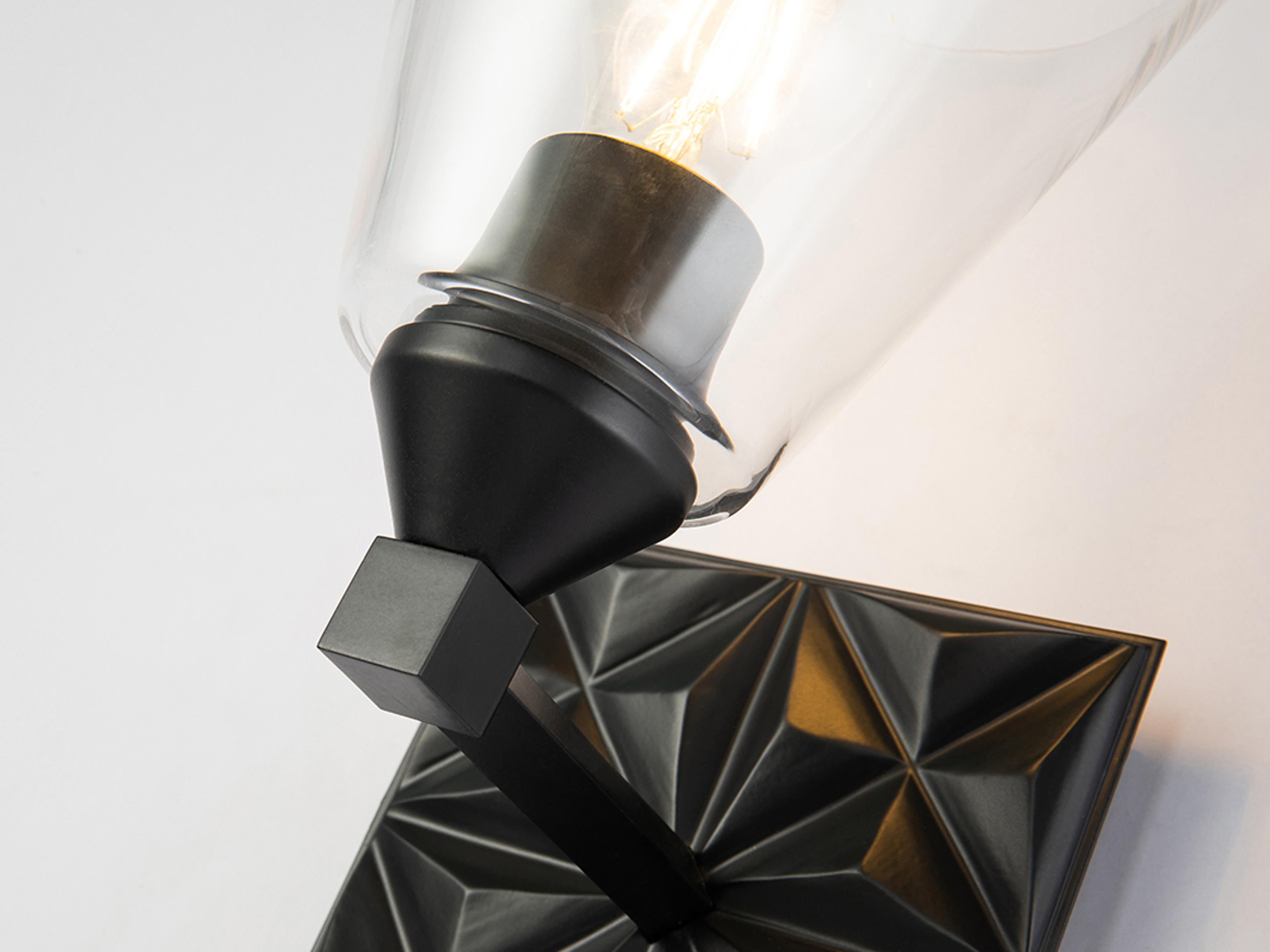 Lucas McKearn Alpha 1-Light Matte Black Glass Wall Sconce