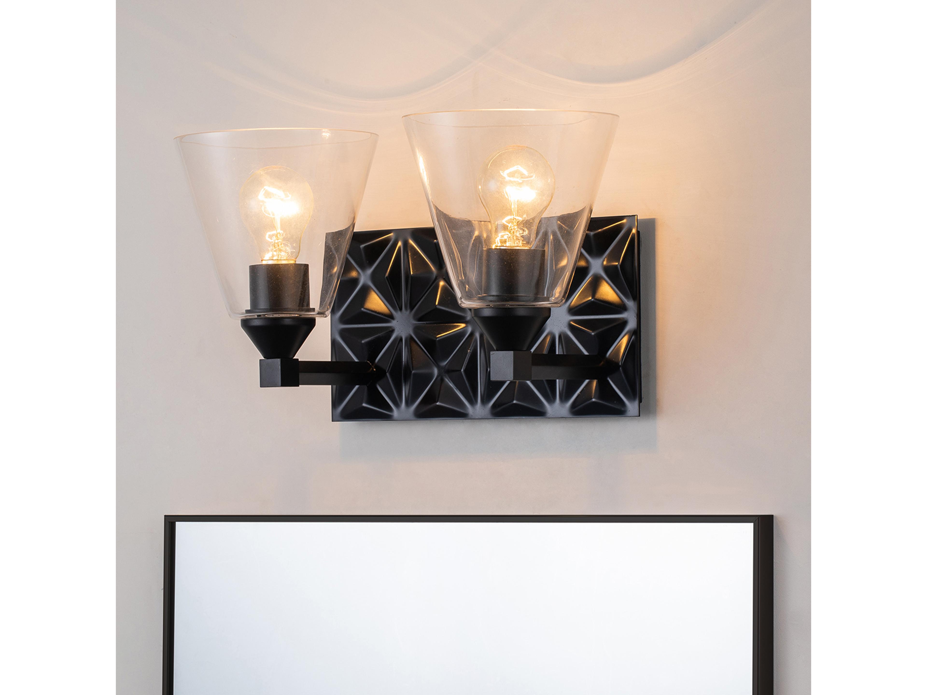 Lucas McKearn Alpha 2-Light Matte Black Glass Vanity Light
