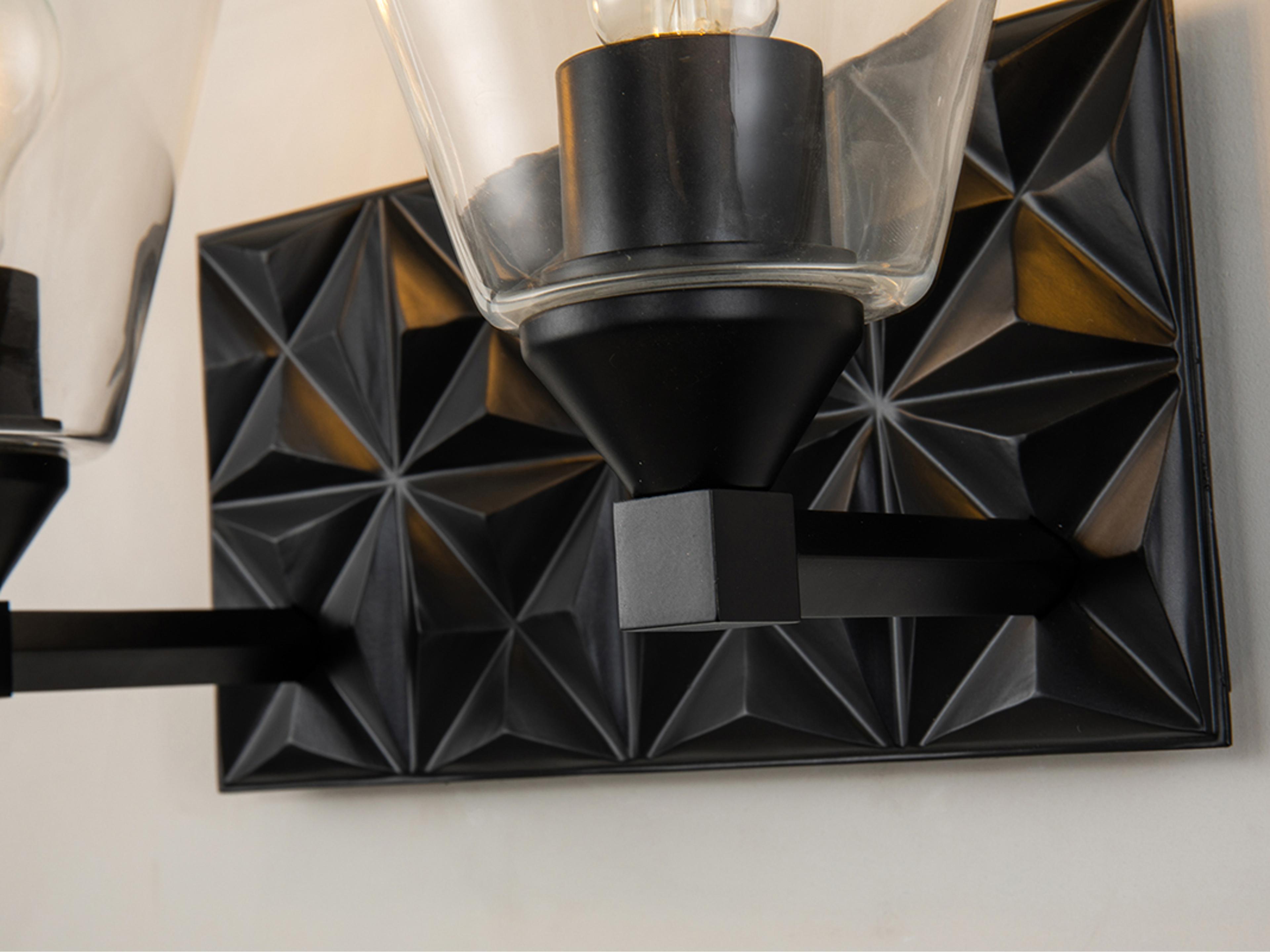 Lucas McKearn Alpha 2-Light Matte Black Glass Vanity Light