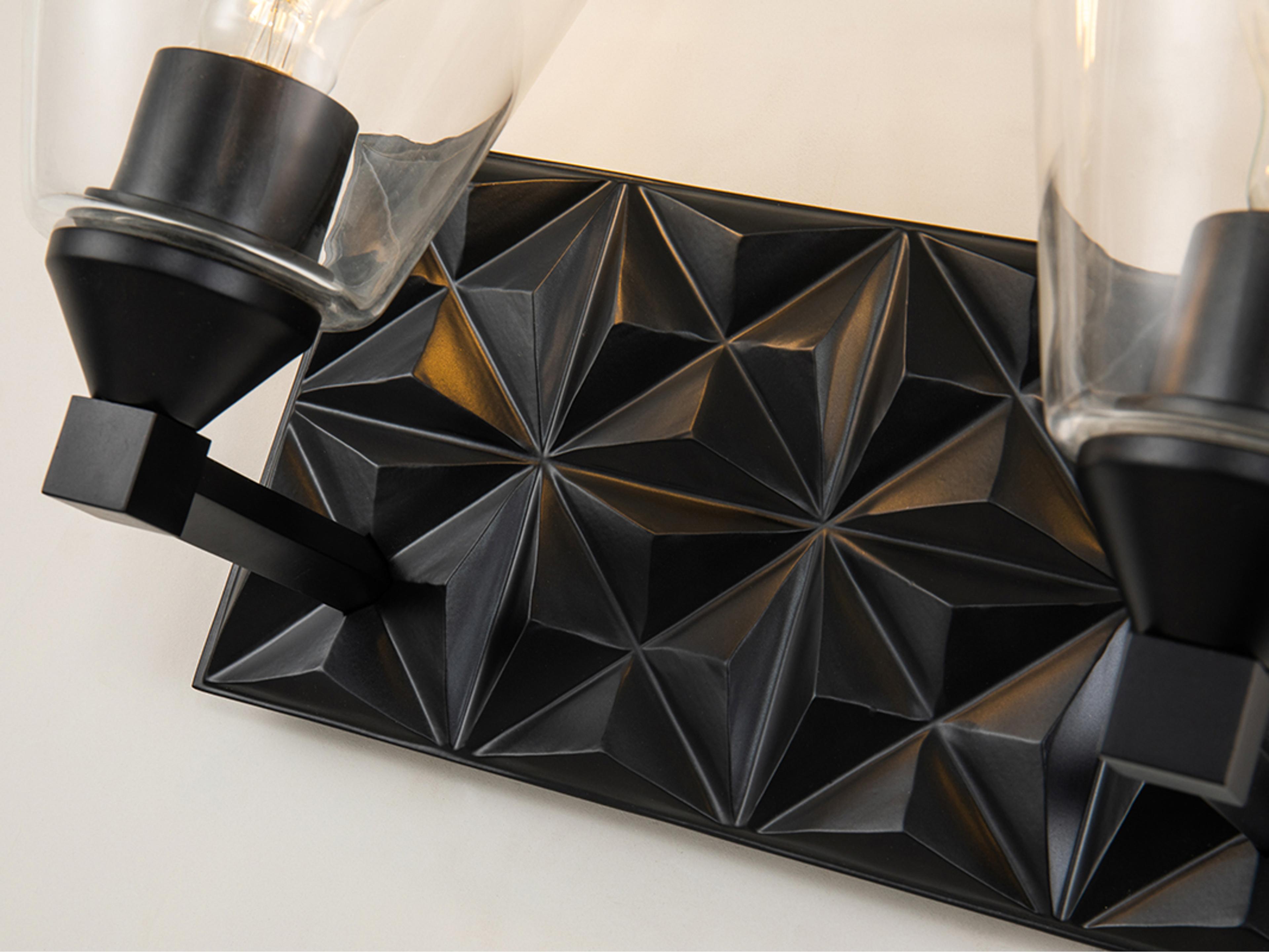 Lucas McKearn Alpha 2-Light Matte Black Glass Vanity Light