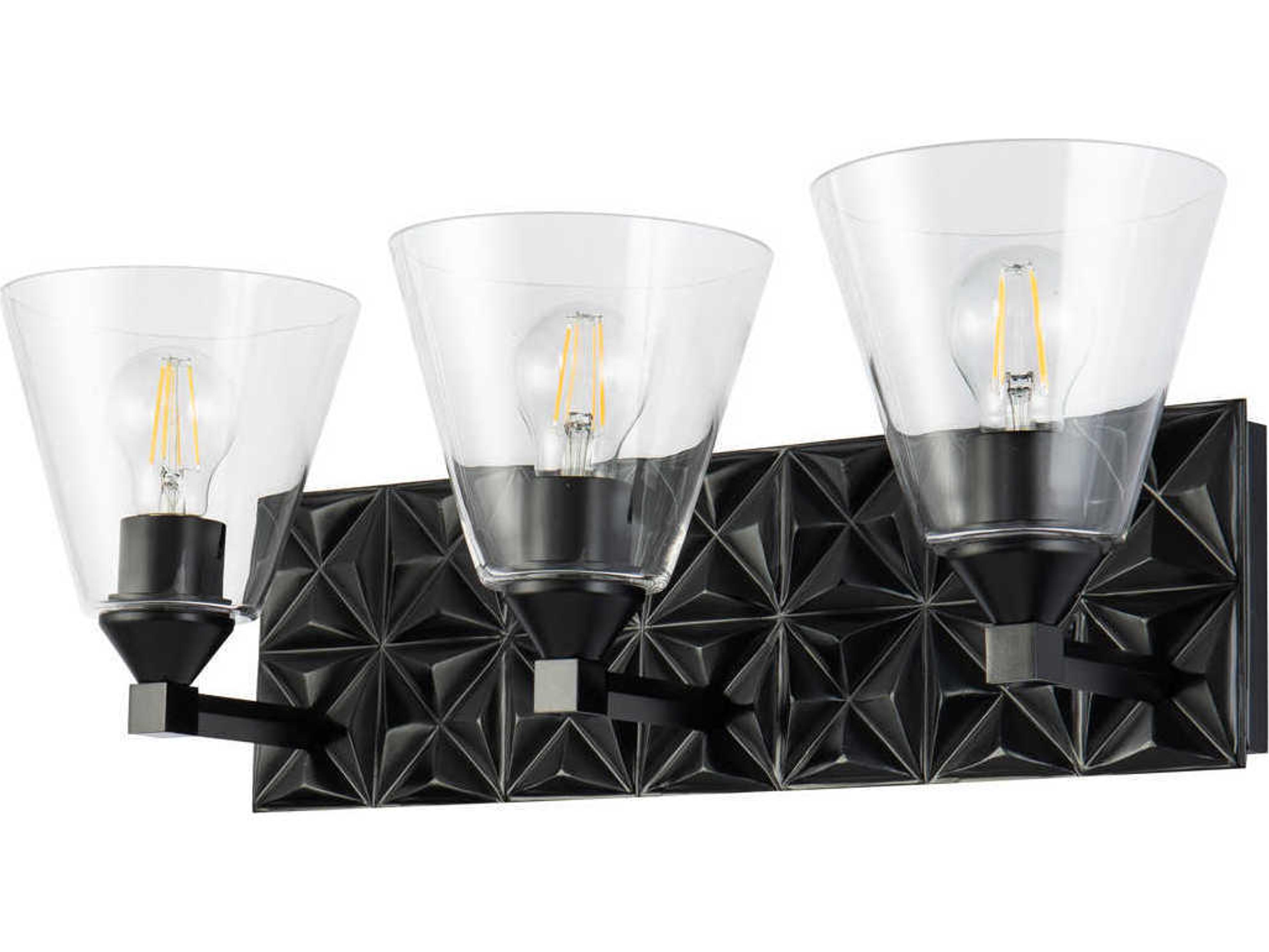 Lucas McKearn Alpha 3-Light Matte Black Glass Vanity Light