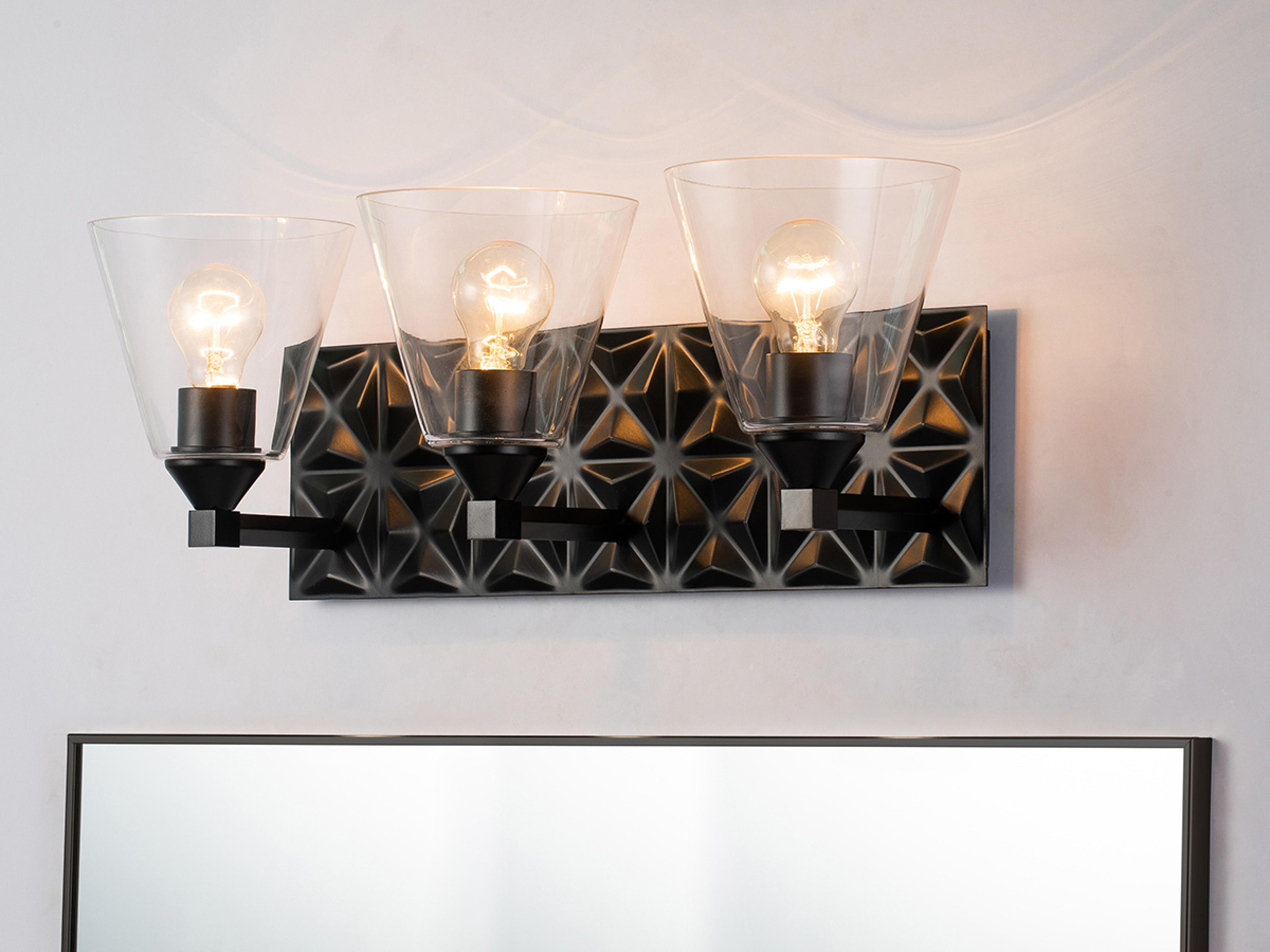 Lucas McKearn Alpha 3-Light Matte Black Glass Vanity Light