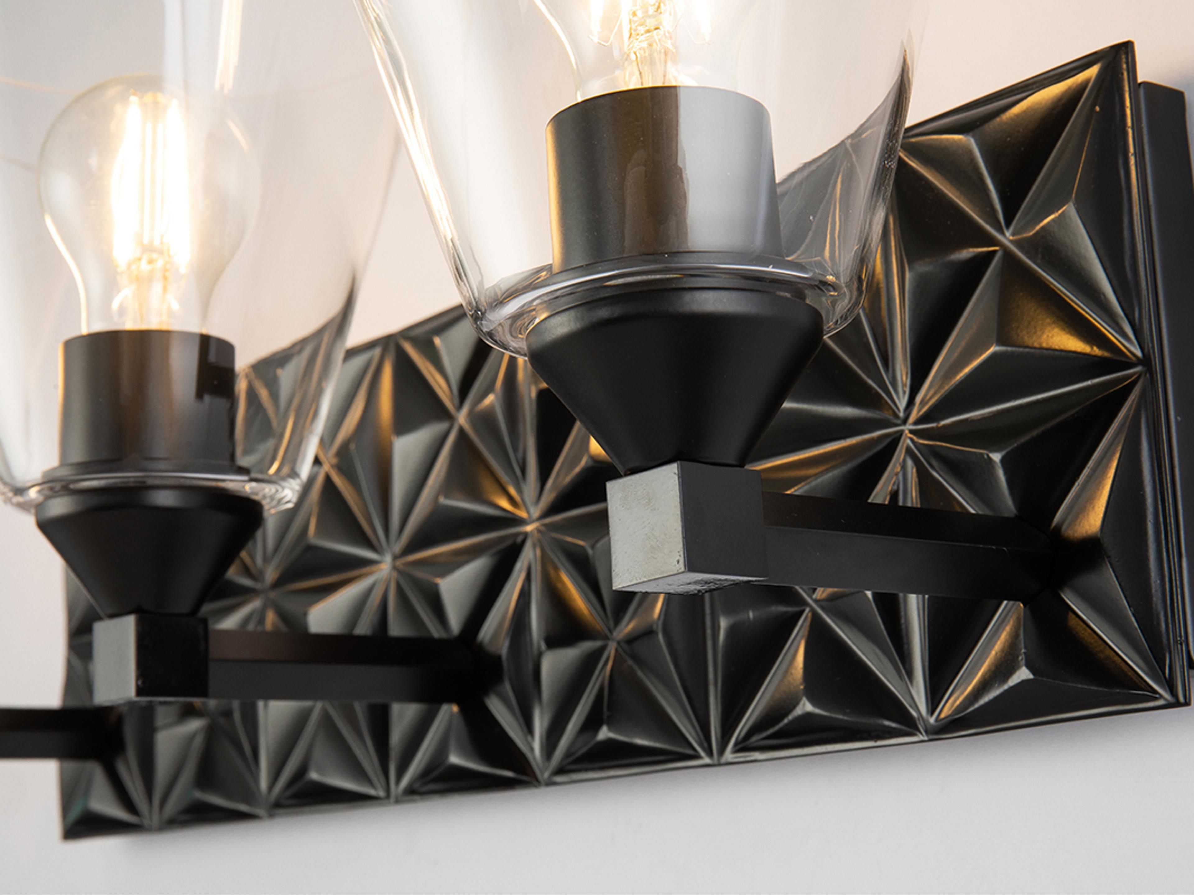 Lucas McKearn Alpha 3-Light Matte Black Glass Vanity Light