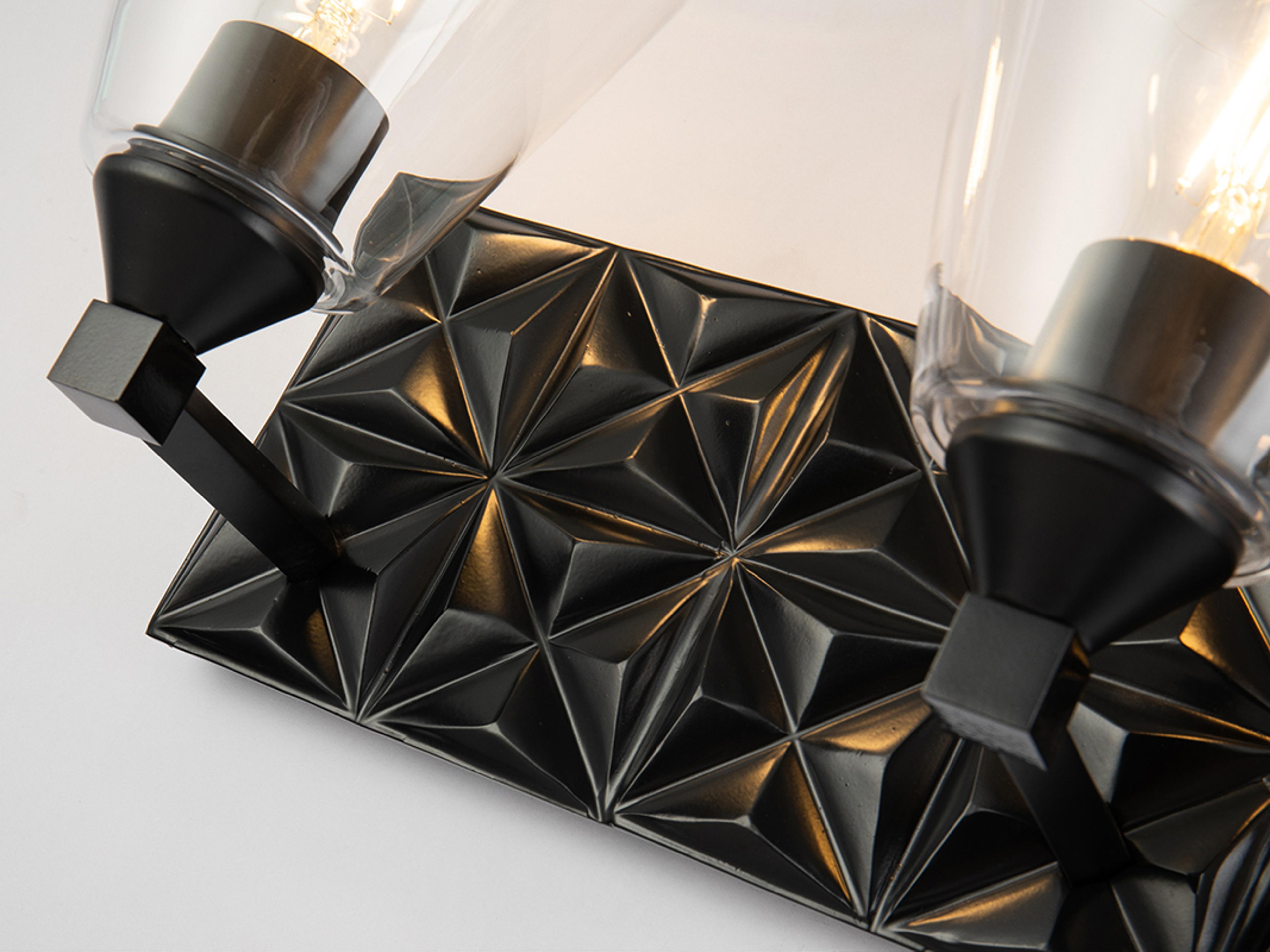 Lucas McKearn Alpha 3-Light Matte Black Glass Vanity Light