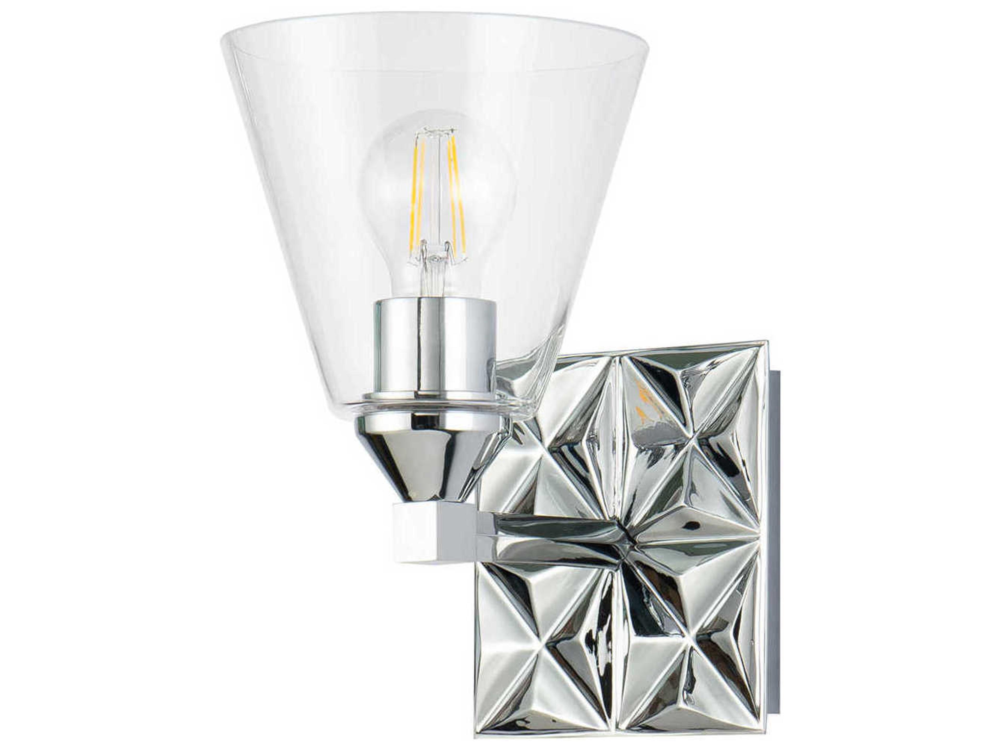 Lucas McKearn Alpha 1-Light Polished Chrome Glass Wall Sconce