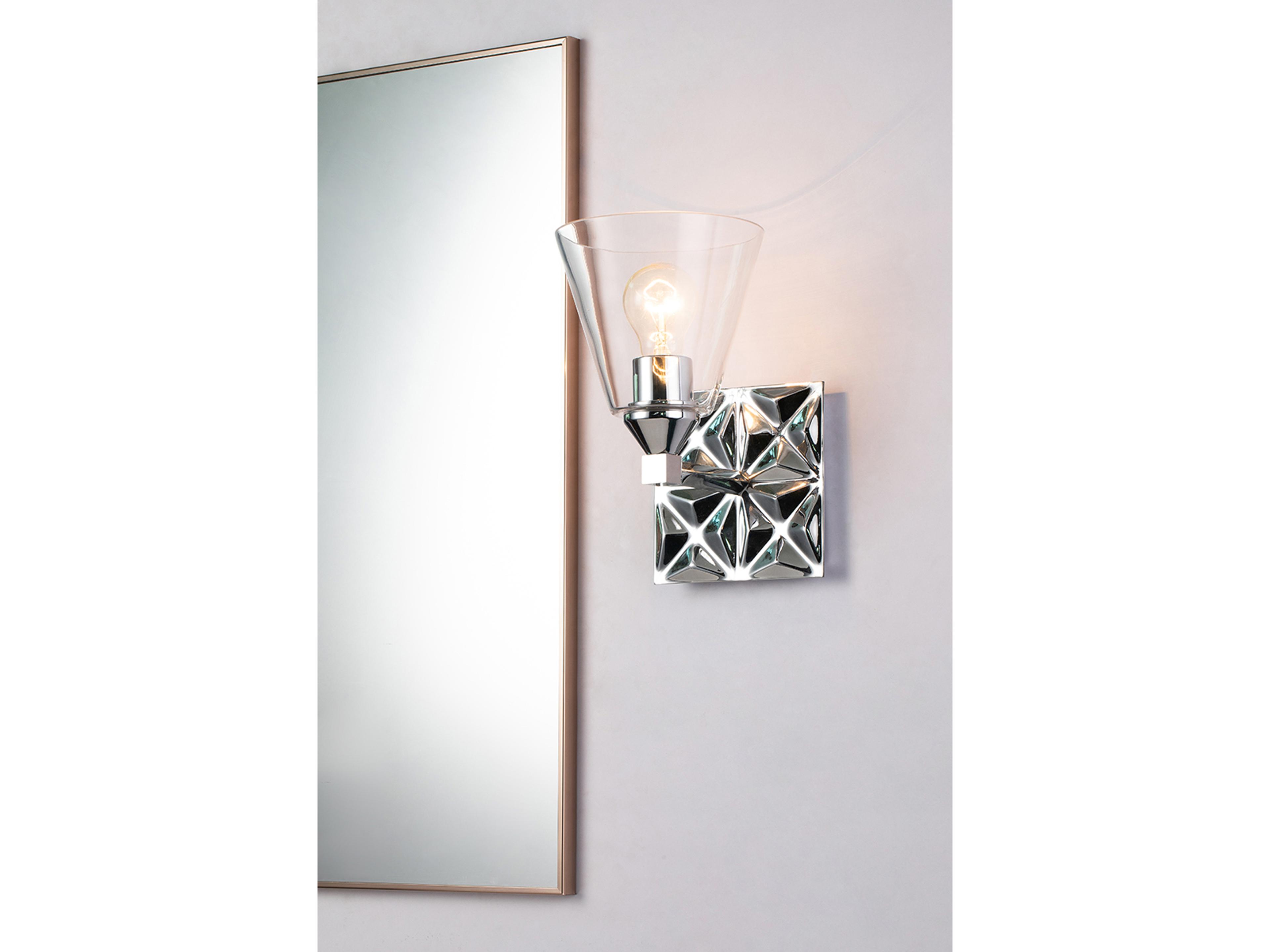 Lucas McKearn Alpha 1-Light Polished Chrome Glass Wall Sconce