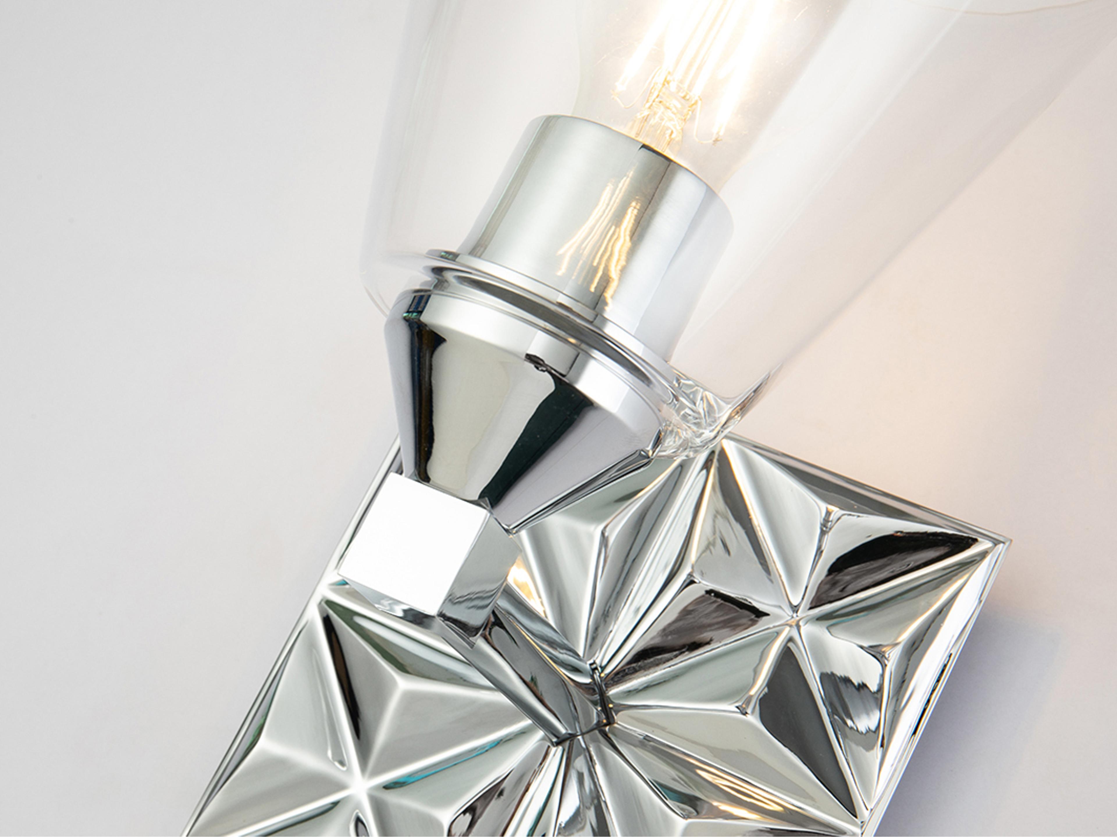 Lucas McKearn Alpha 1-Light Polished Chrome Glass Wall Sconce