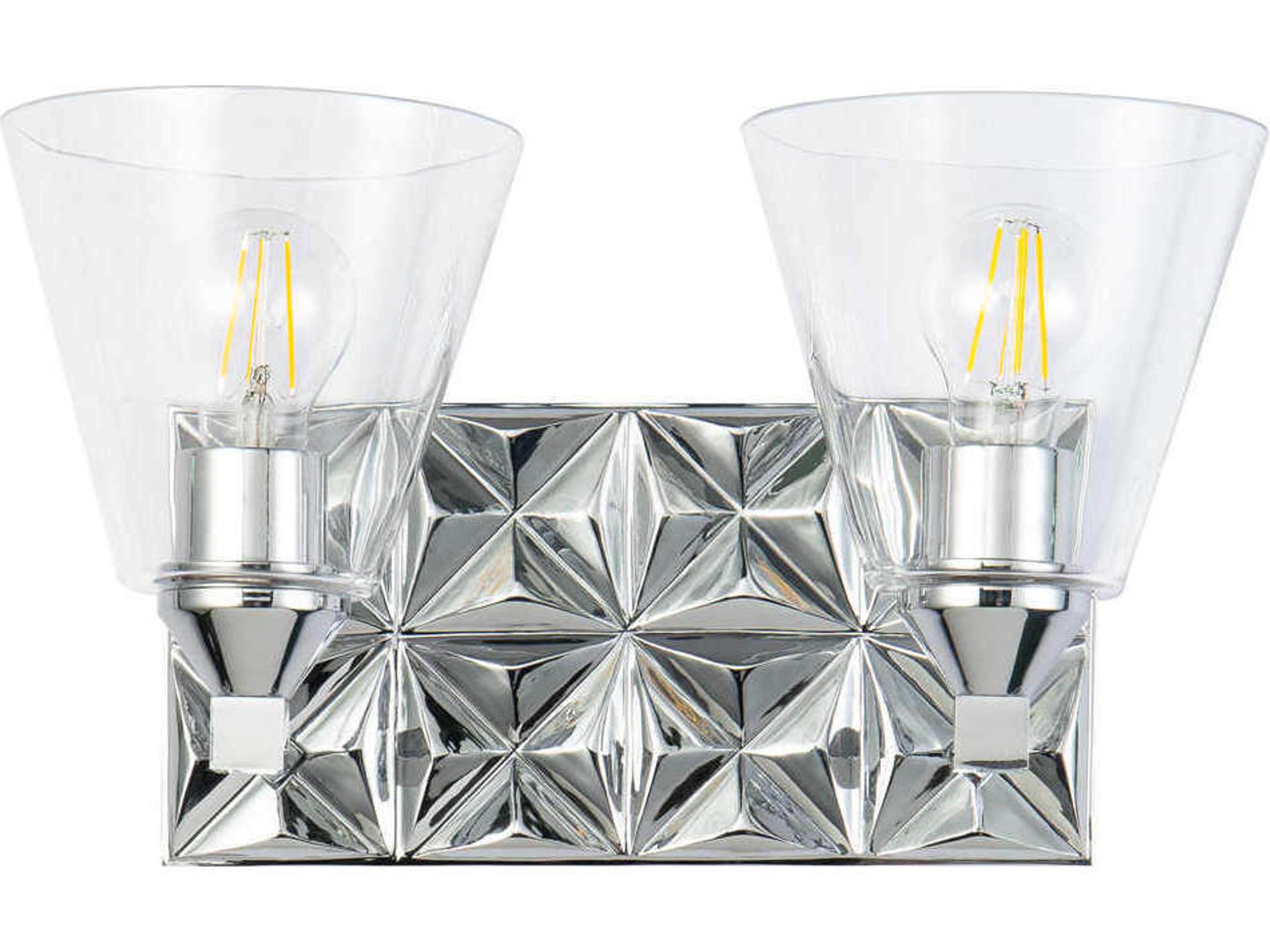 Lucas McKearn Alpha 2-Light Polished Chrome Glass Vanity Light