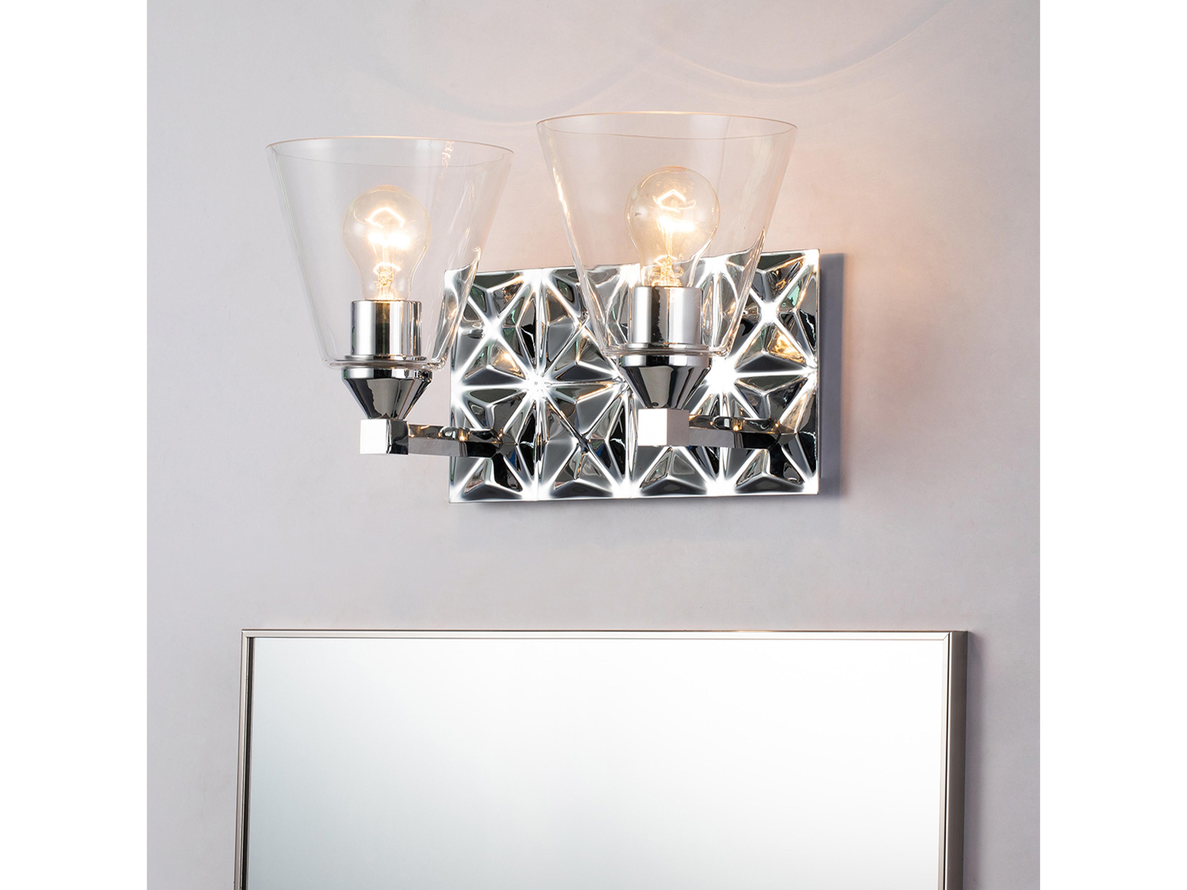 Lucas McKearn Alpha 2-Light Polished Chrome Glass Vanity Light