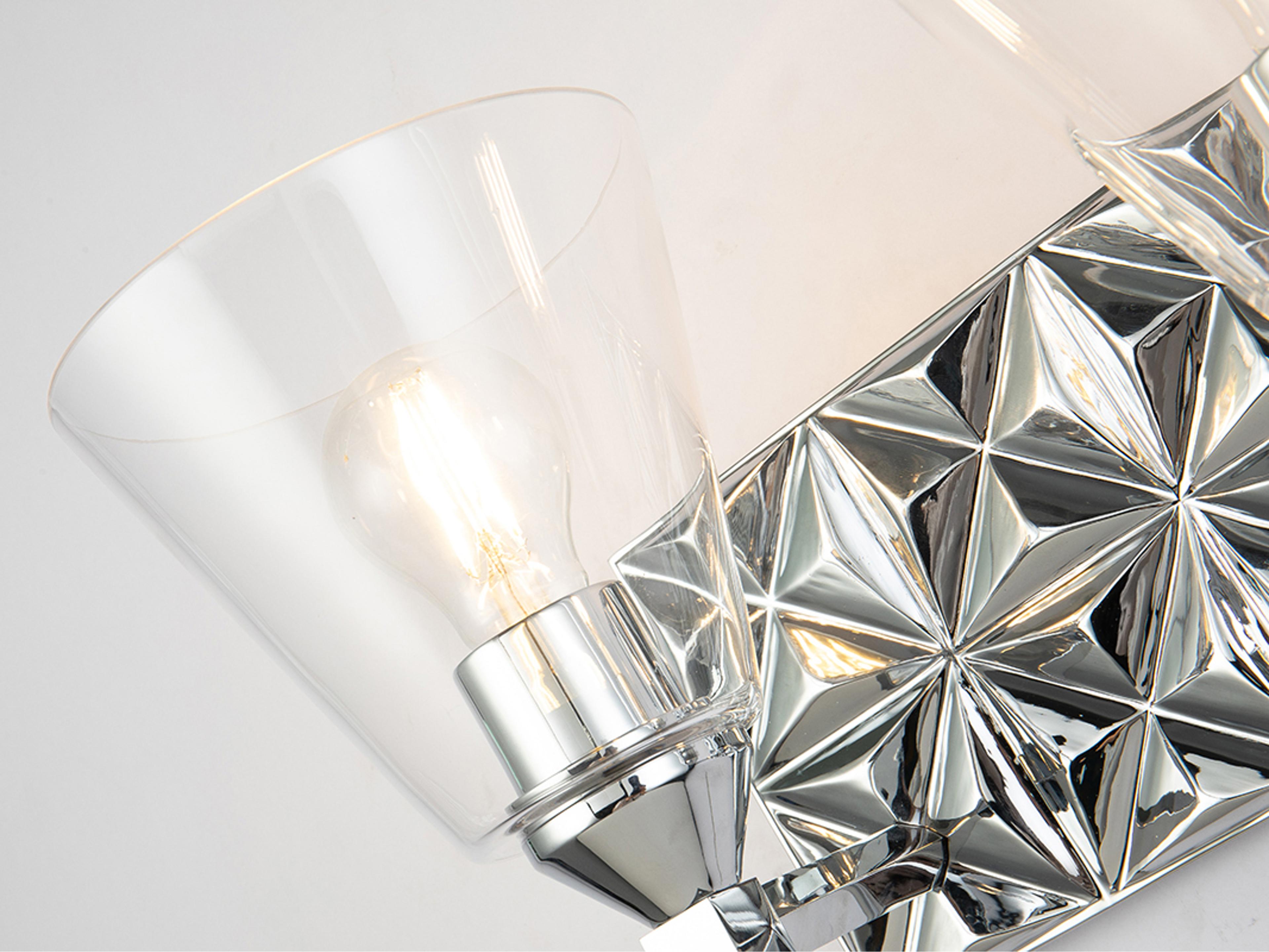 Lucas McKearn Alpha 2-Light Polished Chrome Glass Vanity Light