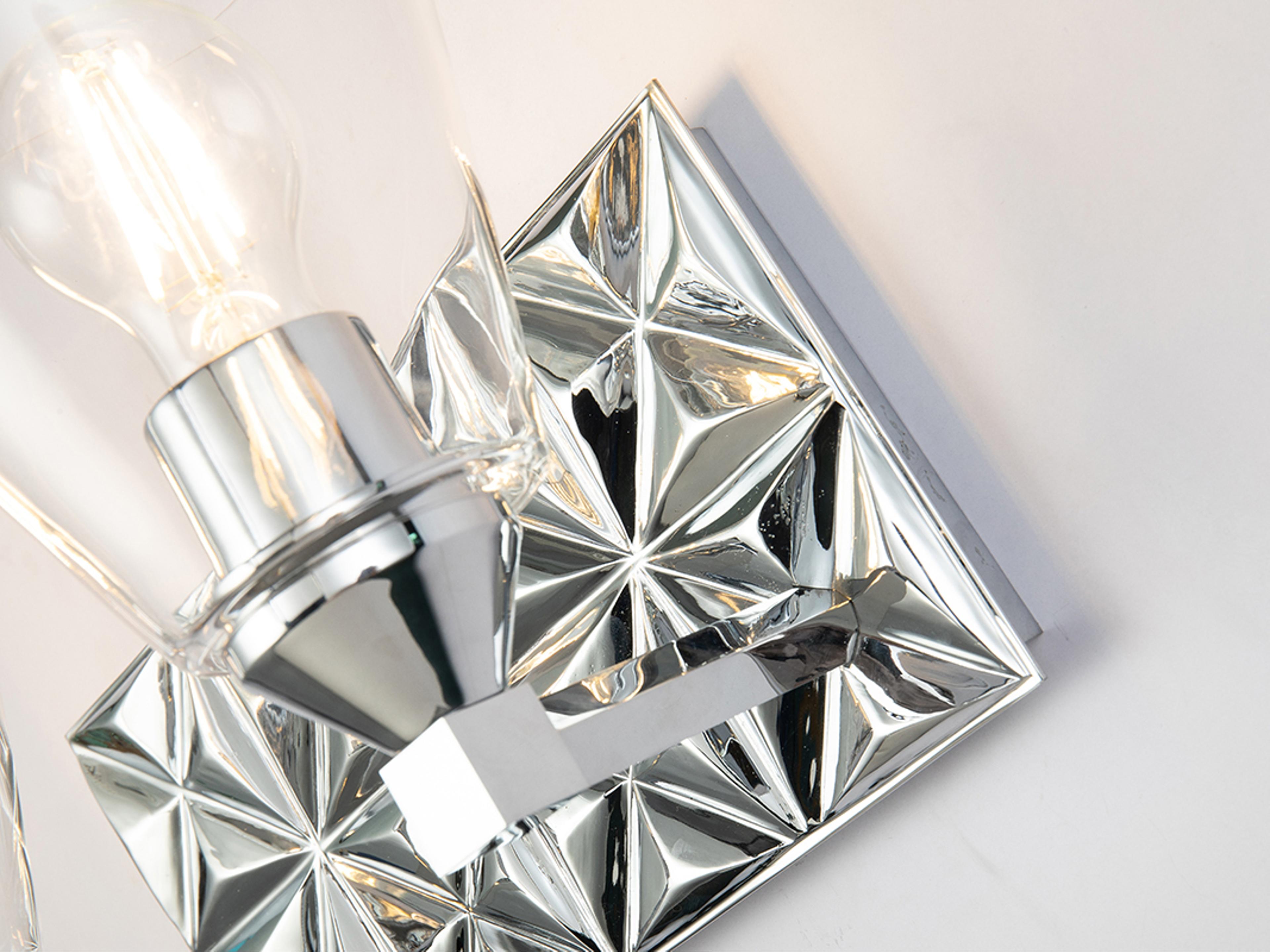 Lucas McKearn Alpha 2-Light Polished Chrome Glass Vanity Light