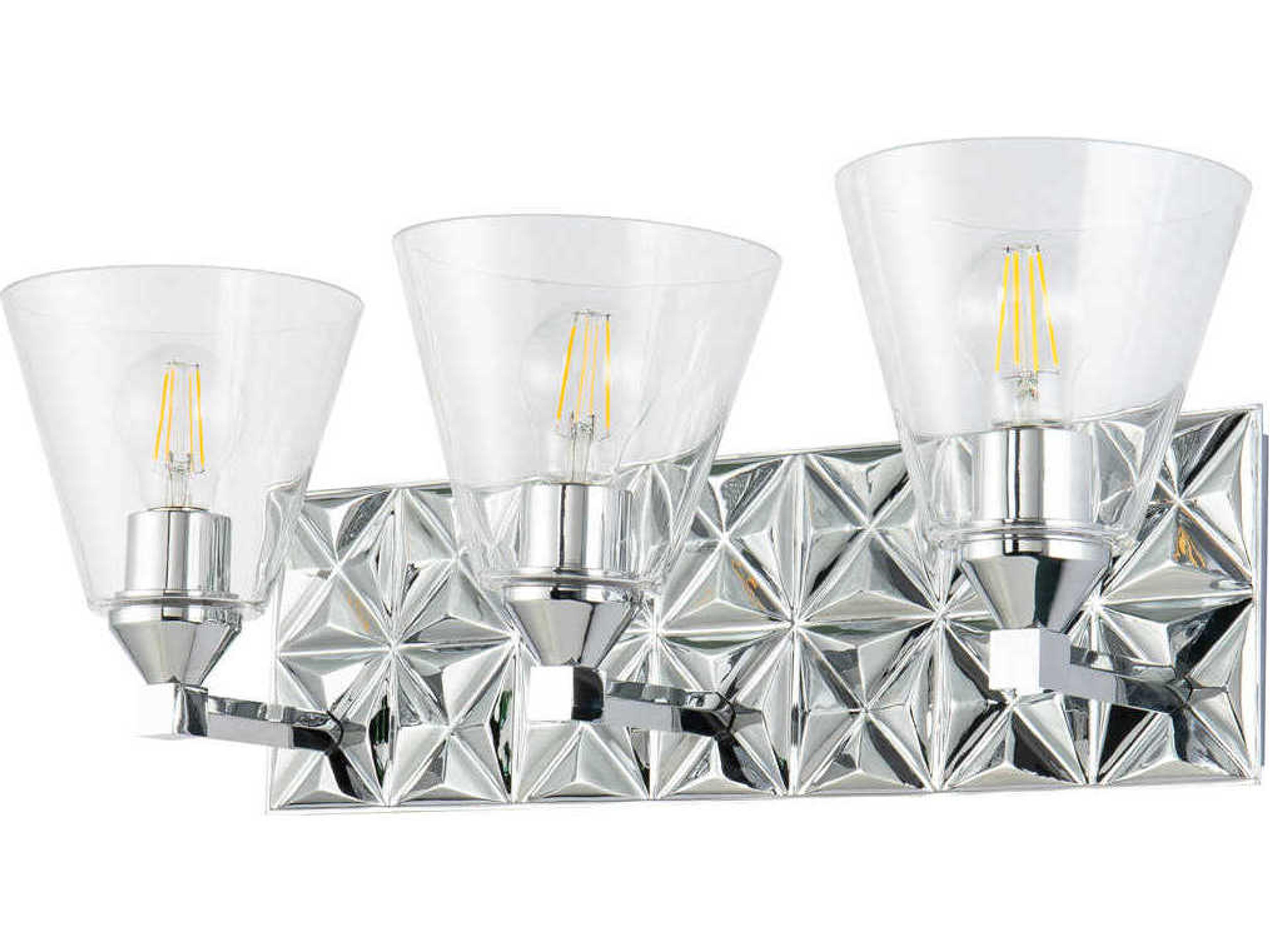 Lucas McKearn Alpha 3-Light Polished Chrome Glass Vanity Light