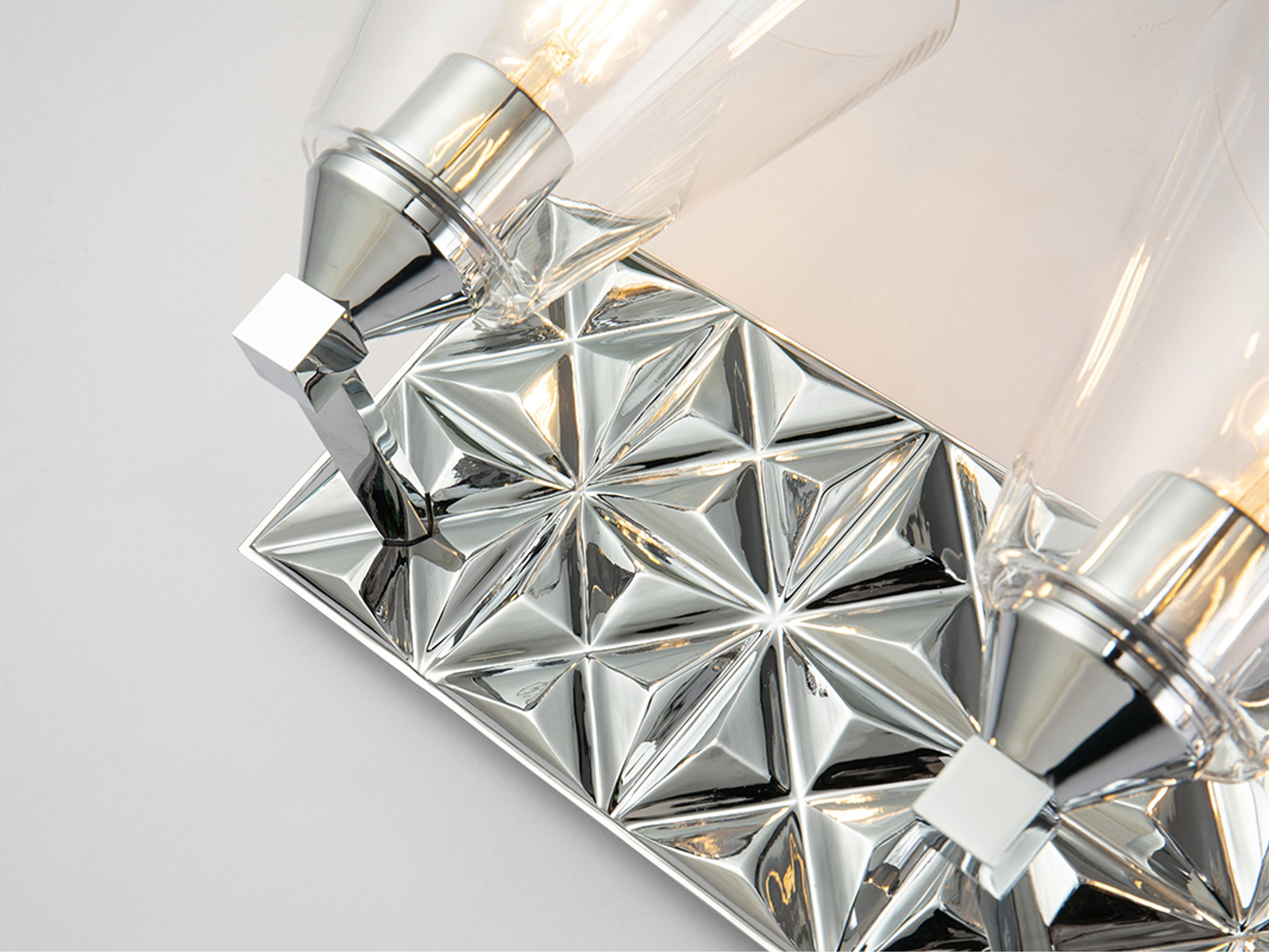 Lucas McKearn Alpha 3-Light Polished Chrome Glass Vanity Light