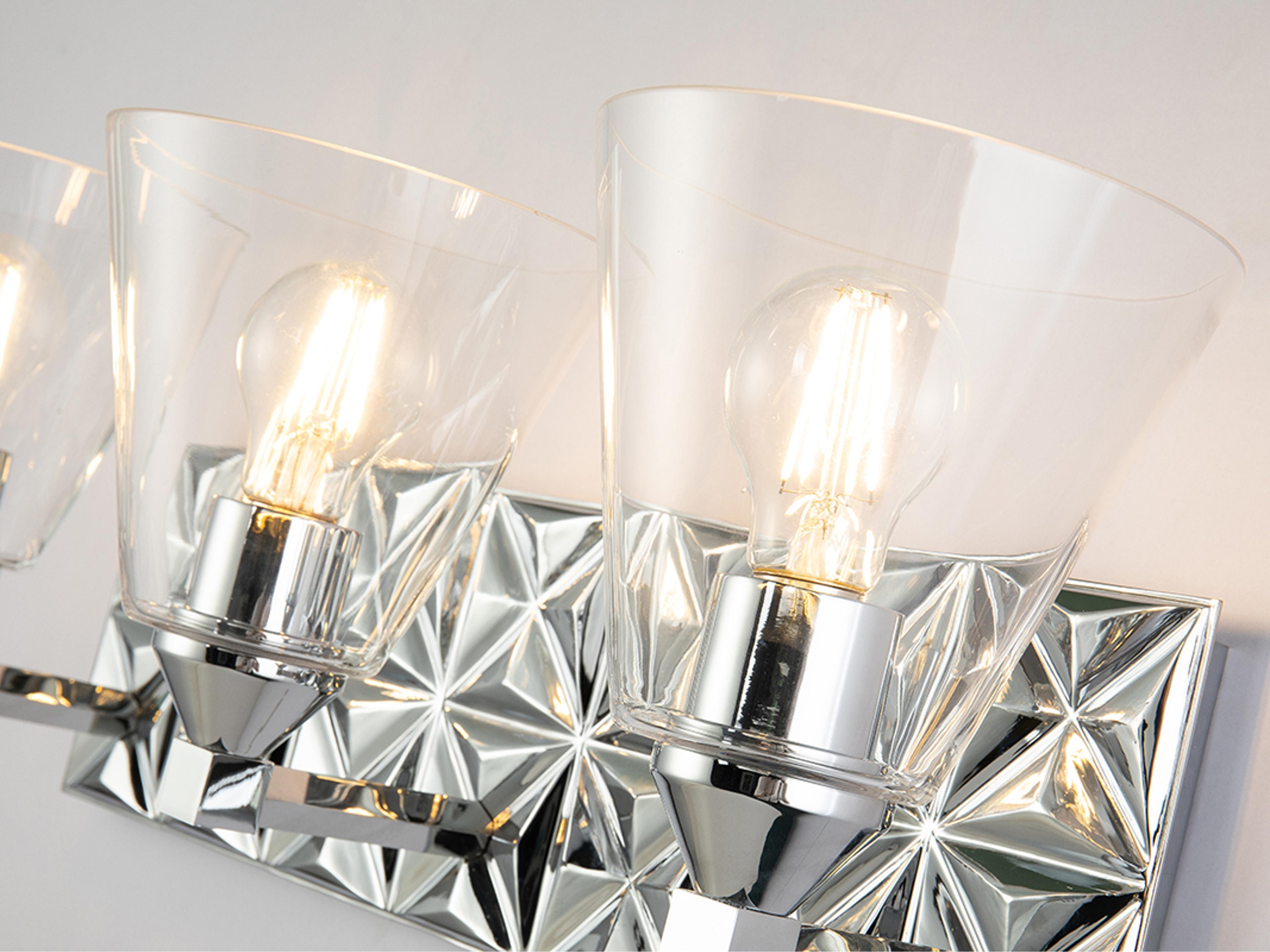 Lucas McKearn Alpha 3-Light Polished Chrome Glass Vanity Light