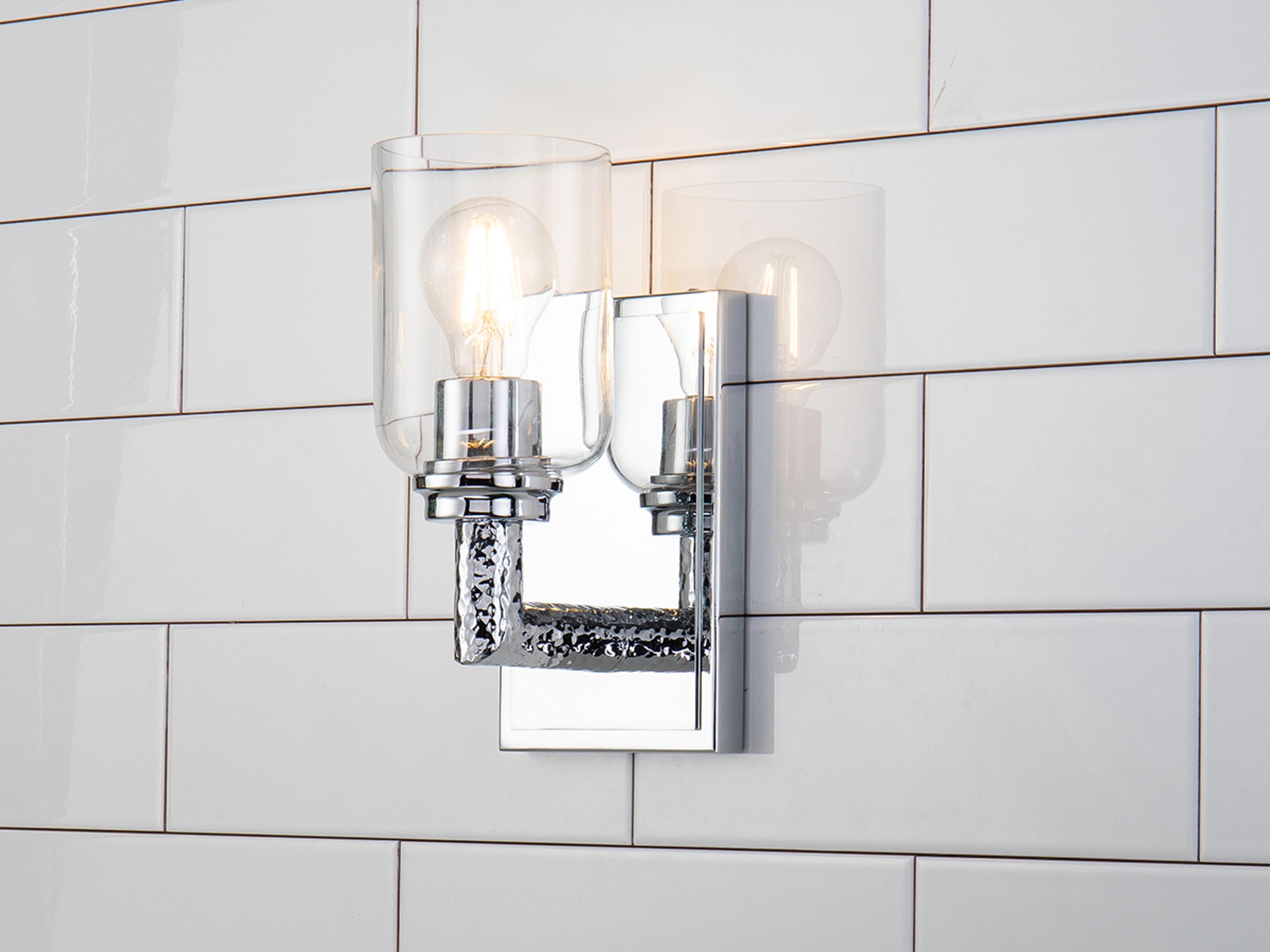 Lucas McKearn Rampart 1-Light Polished Chrome Glass Wall Sconce