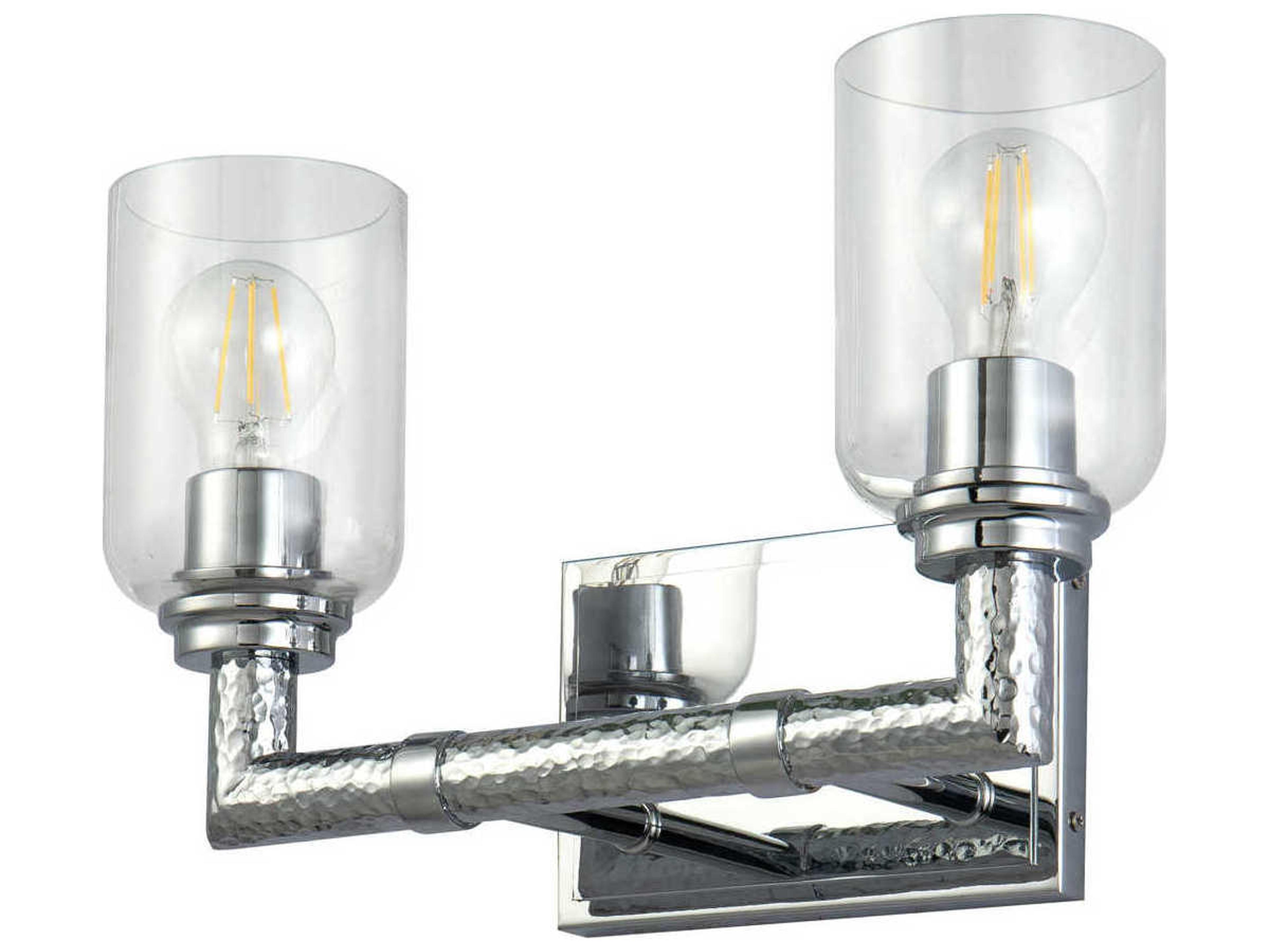 Lucas McKearn Rampart 2-Light Polished Chrome Glass Vanity Light