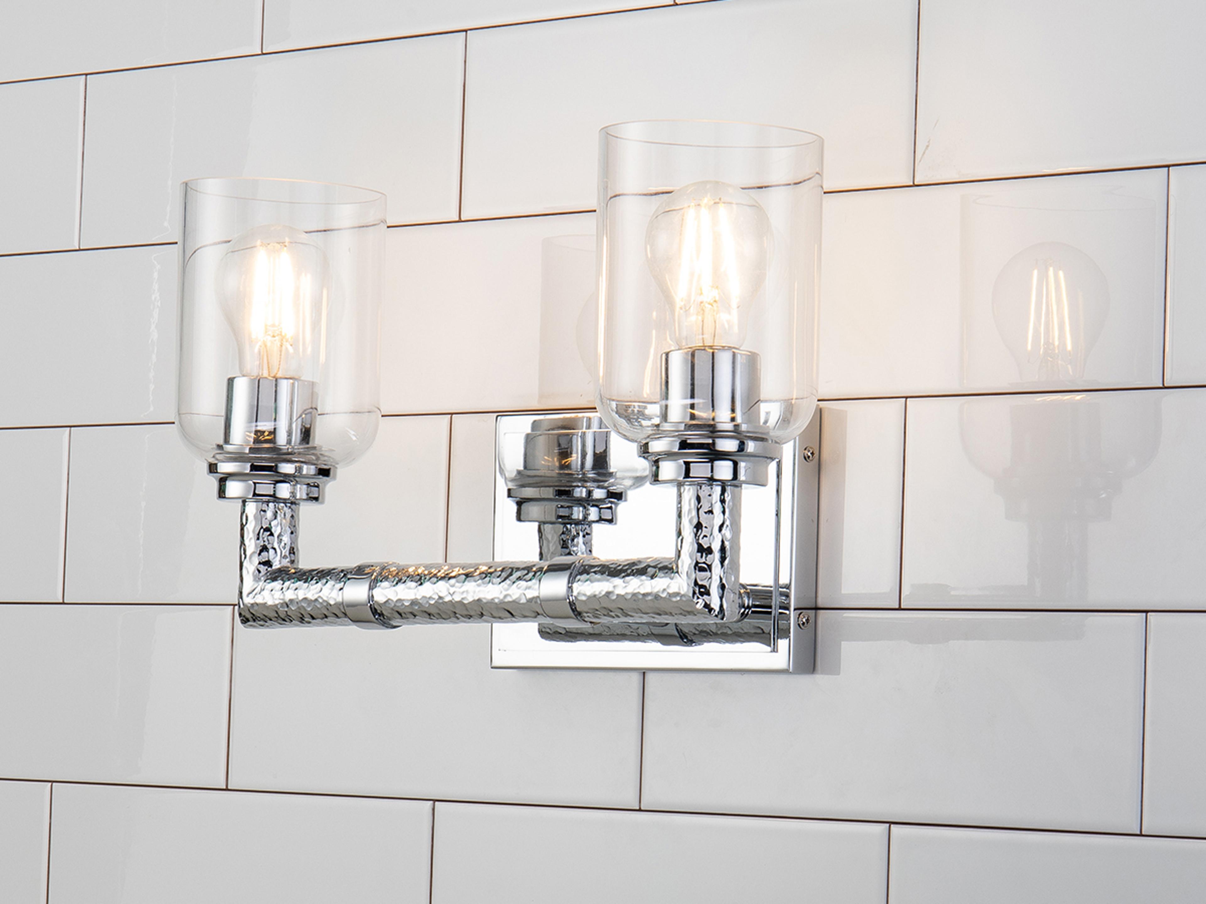 Lucas McKearn Rampart 2-Light Polished Chrome Glass Vanity Light