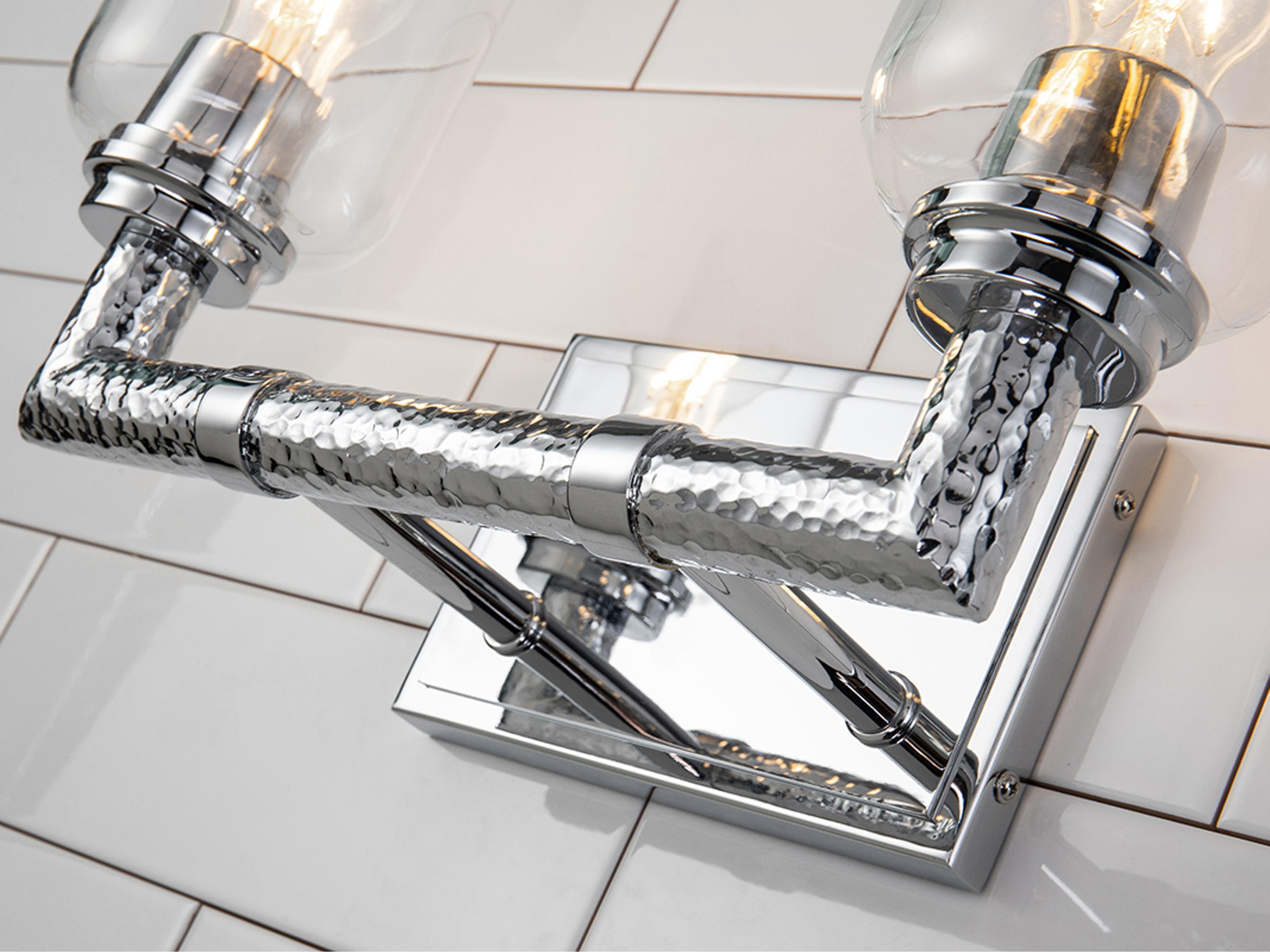 Lucas McKearn Rampart 2-Light Polished Chrome Glass Vanity Light