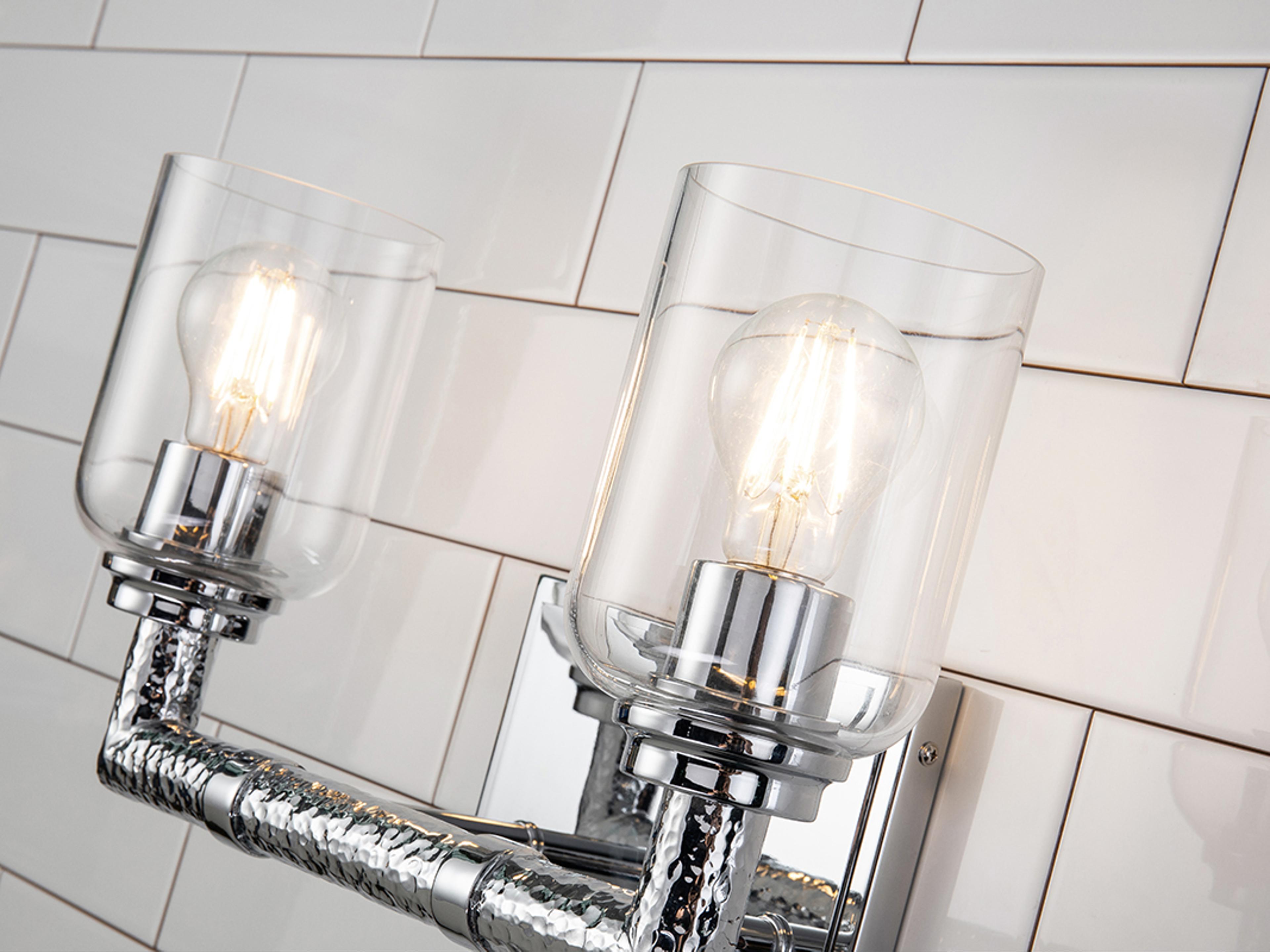 Lucas McKearn Rampart 2-Light Polished Chrome Glass Vanity Light