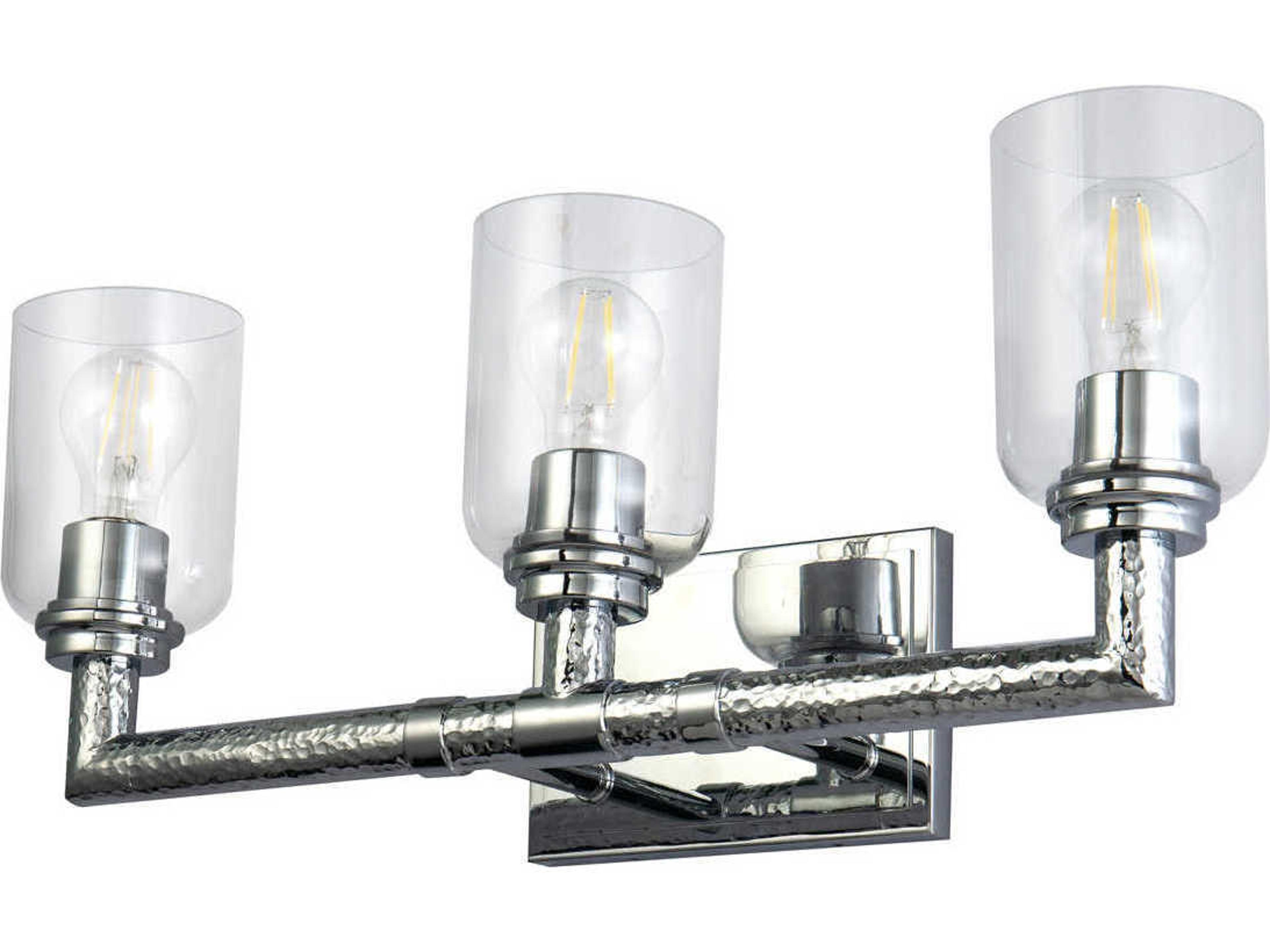Lucas McKearn Rampart 3-Light Polished Chrome Glass Vanity Light