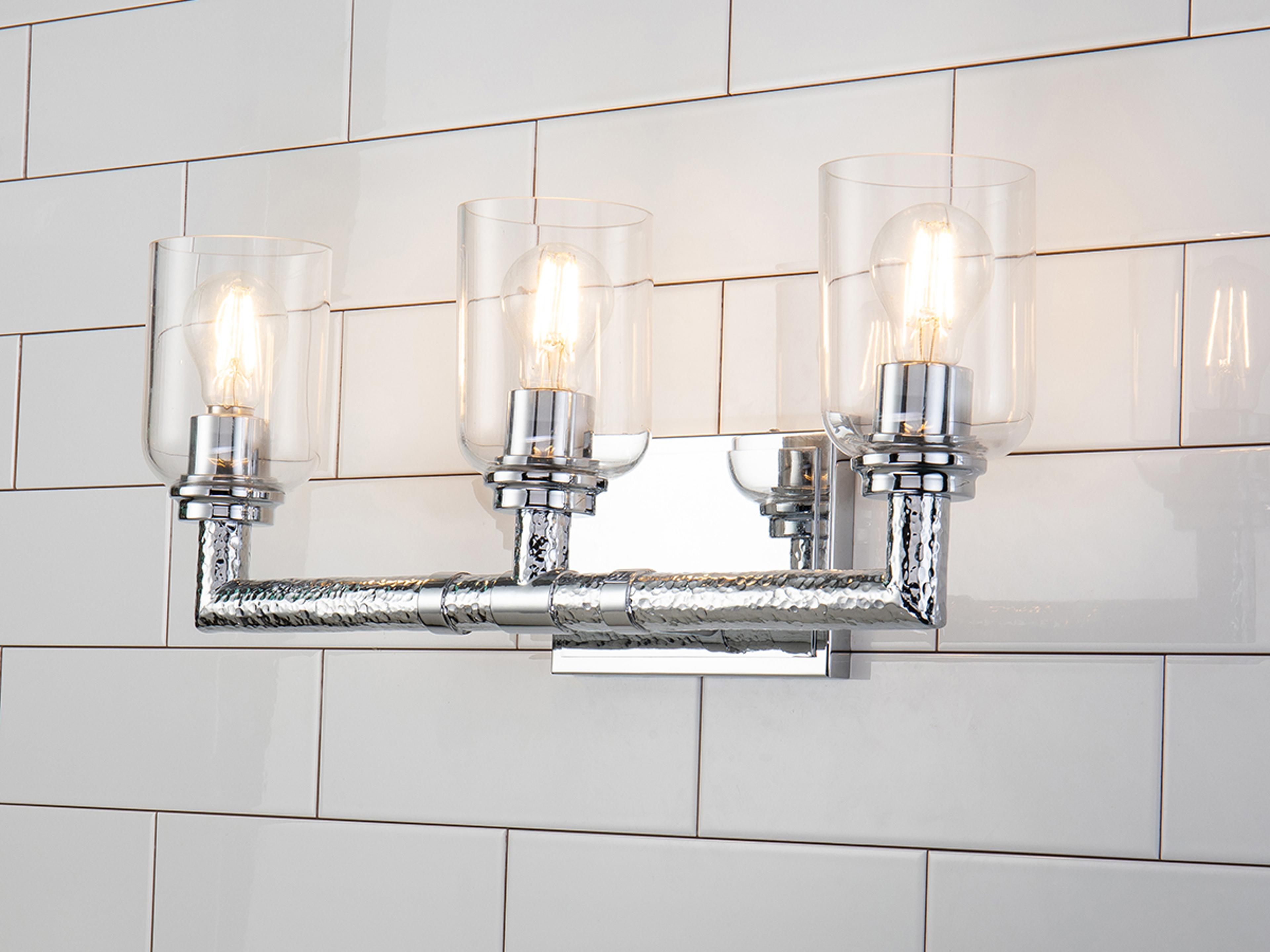 Lucas McKearn Rampart 3-Light Polished Chrome Glass Vanity Light