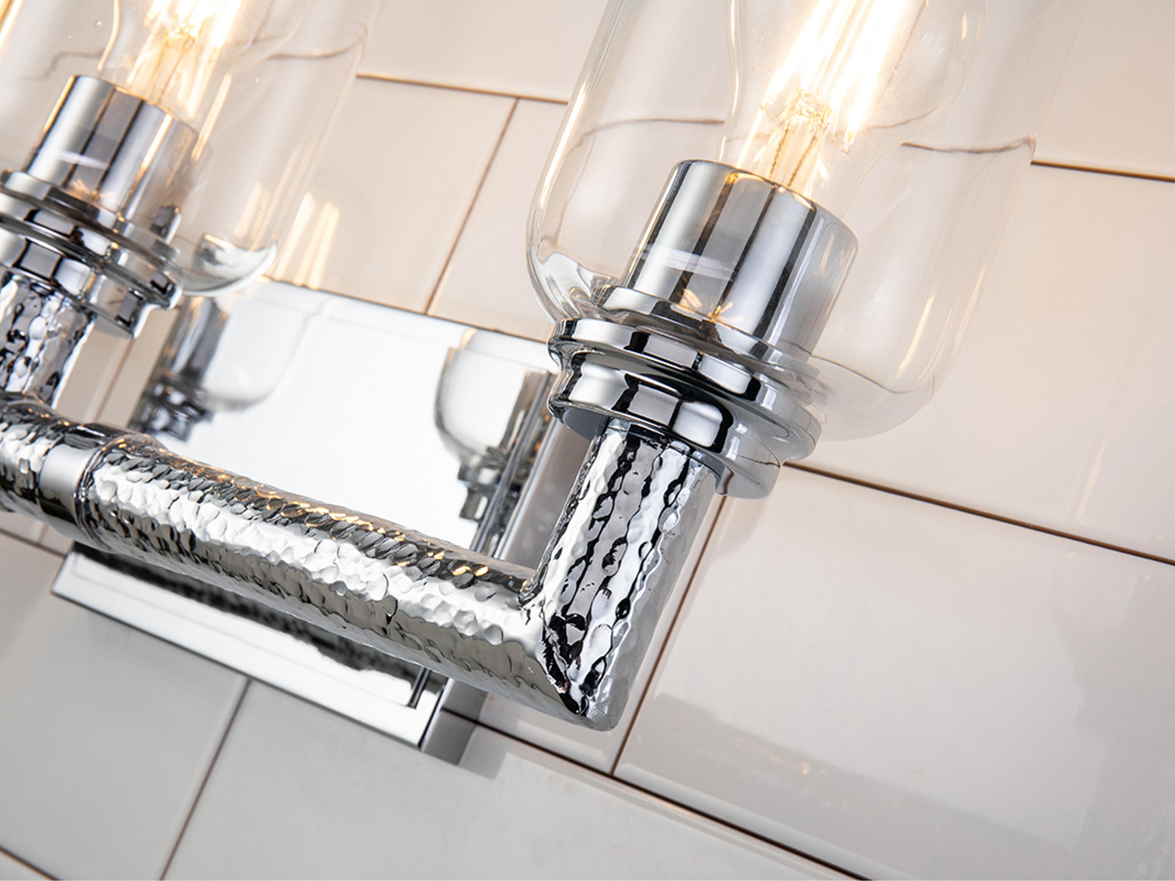Lucas McKearn Rampart 3-Light Polished Chrome Glass Vanity Light