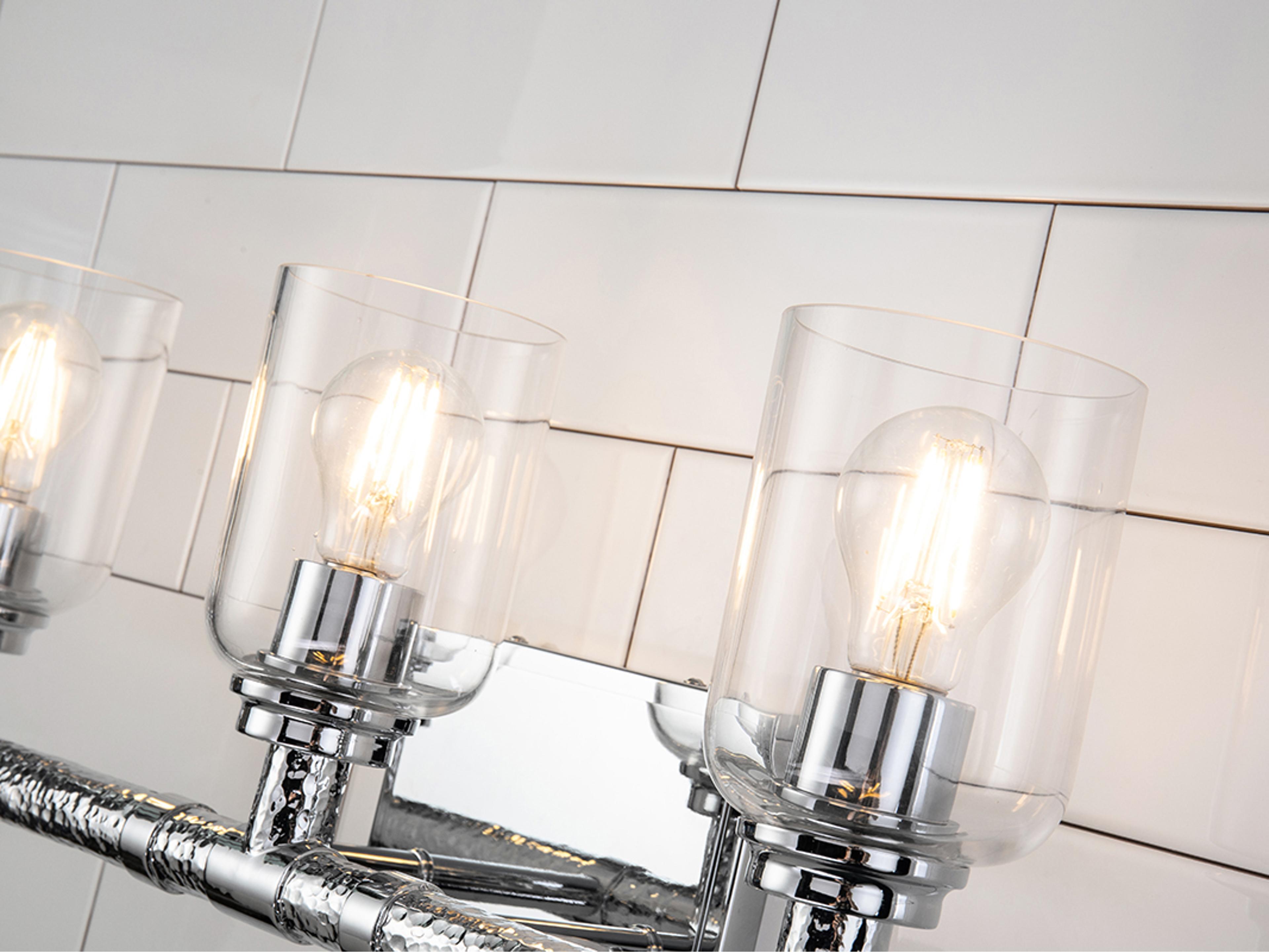 Lucas McKearn Rampart 3-Light Polished Chrome Glass Vanity Light