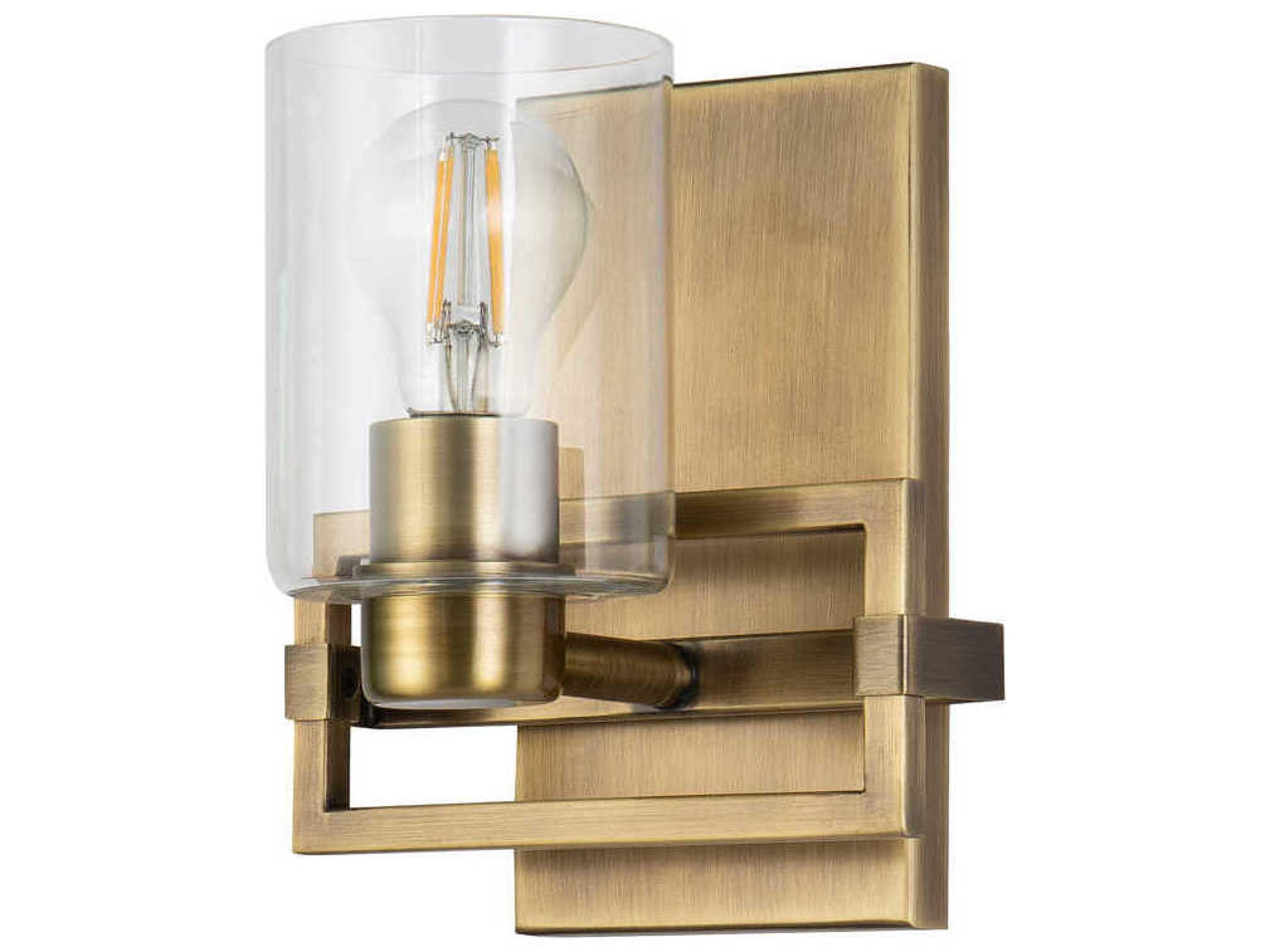 Lucas McKearn Estes 1-Light Antique Brass Glass Wall Sconce