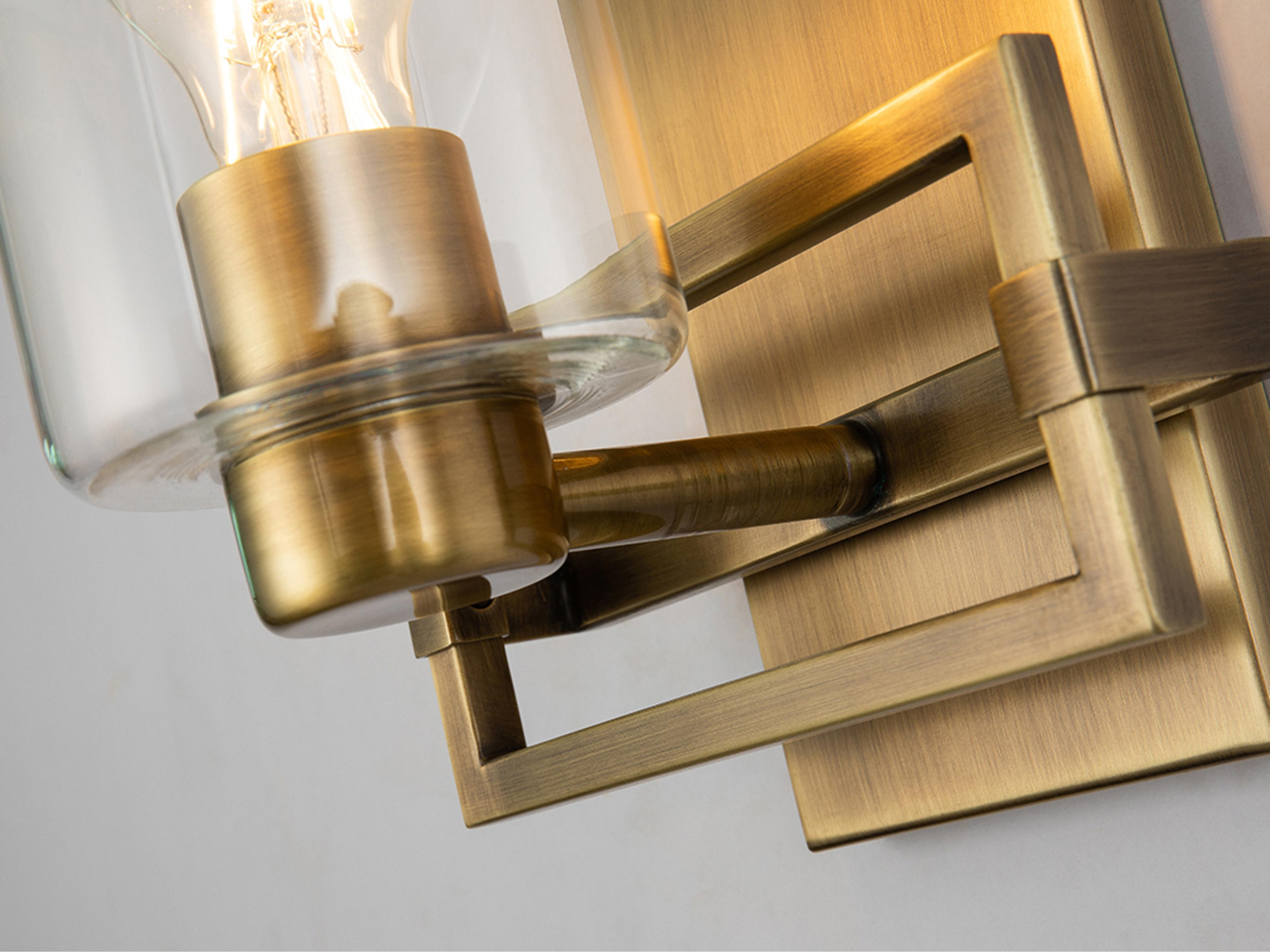 Lucas McKearn Estes 1-Light Antique Brass Glass Wall Sconce