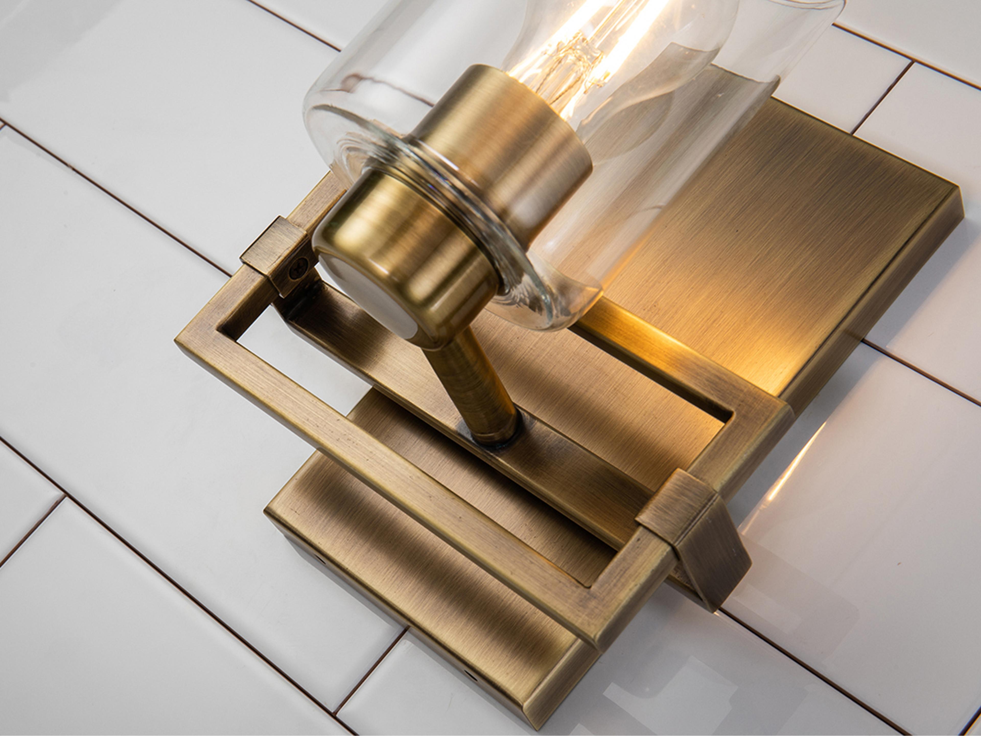 Lucas McKearn Estes 1-Light Antique Brass Glass Wall Sconce