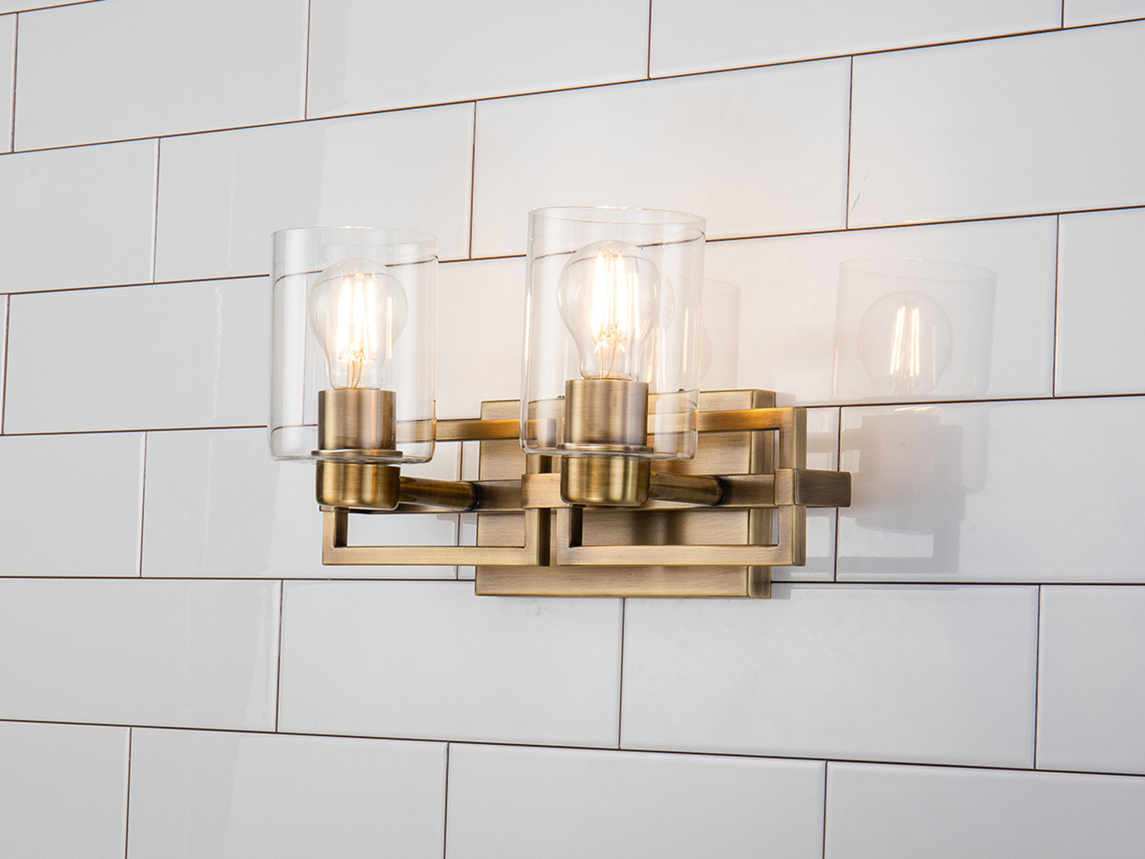 Lucas McKearn Estes 2-Light Antique Brass Glass Vanity Light