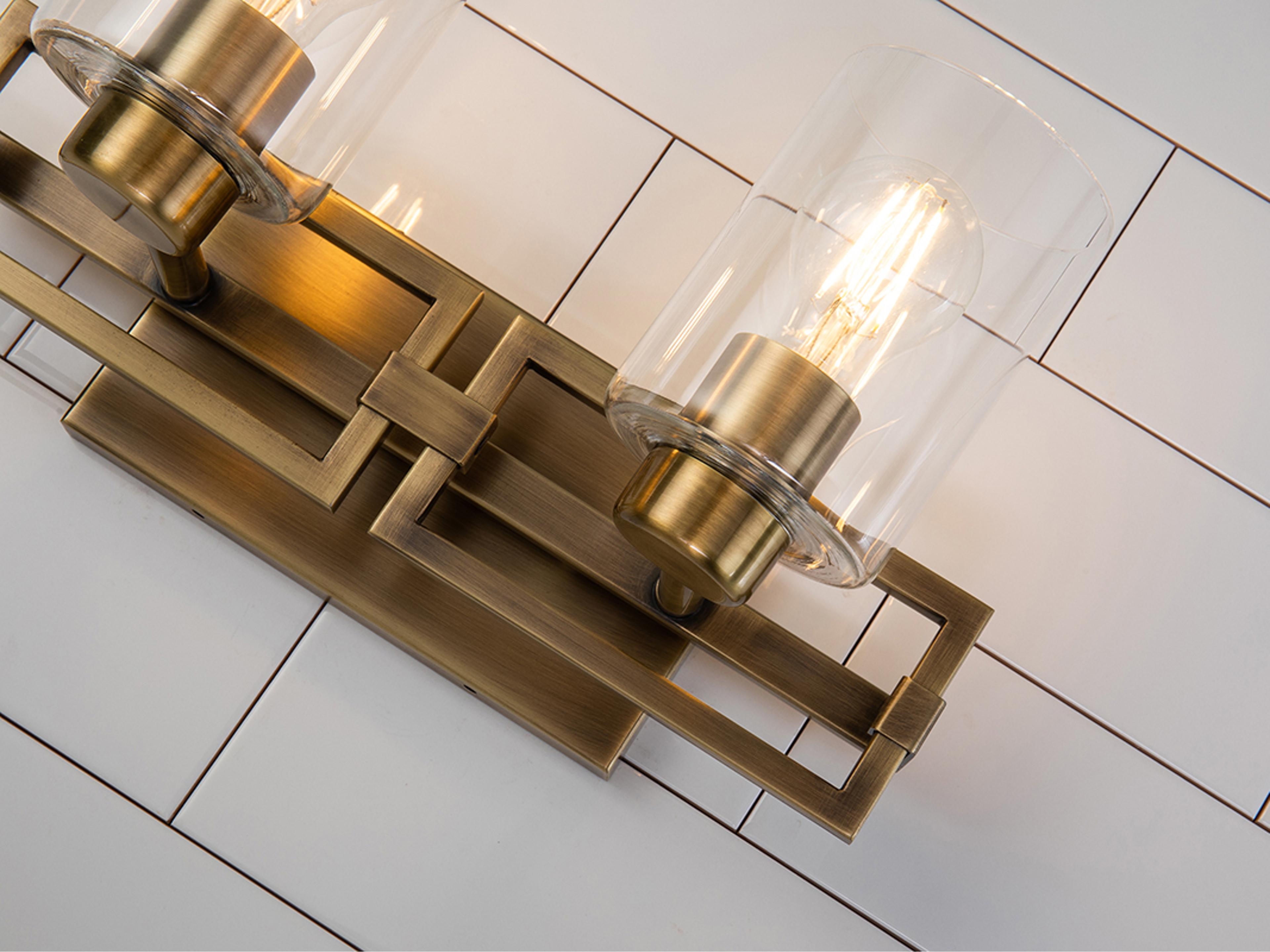 Lucas McKearn Estes 2-Light Antique Brass Glass Vanity Light