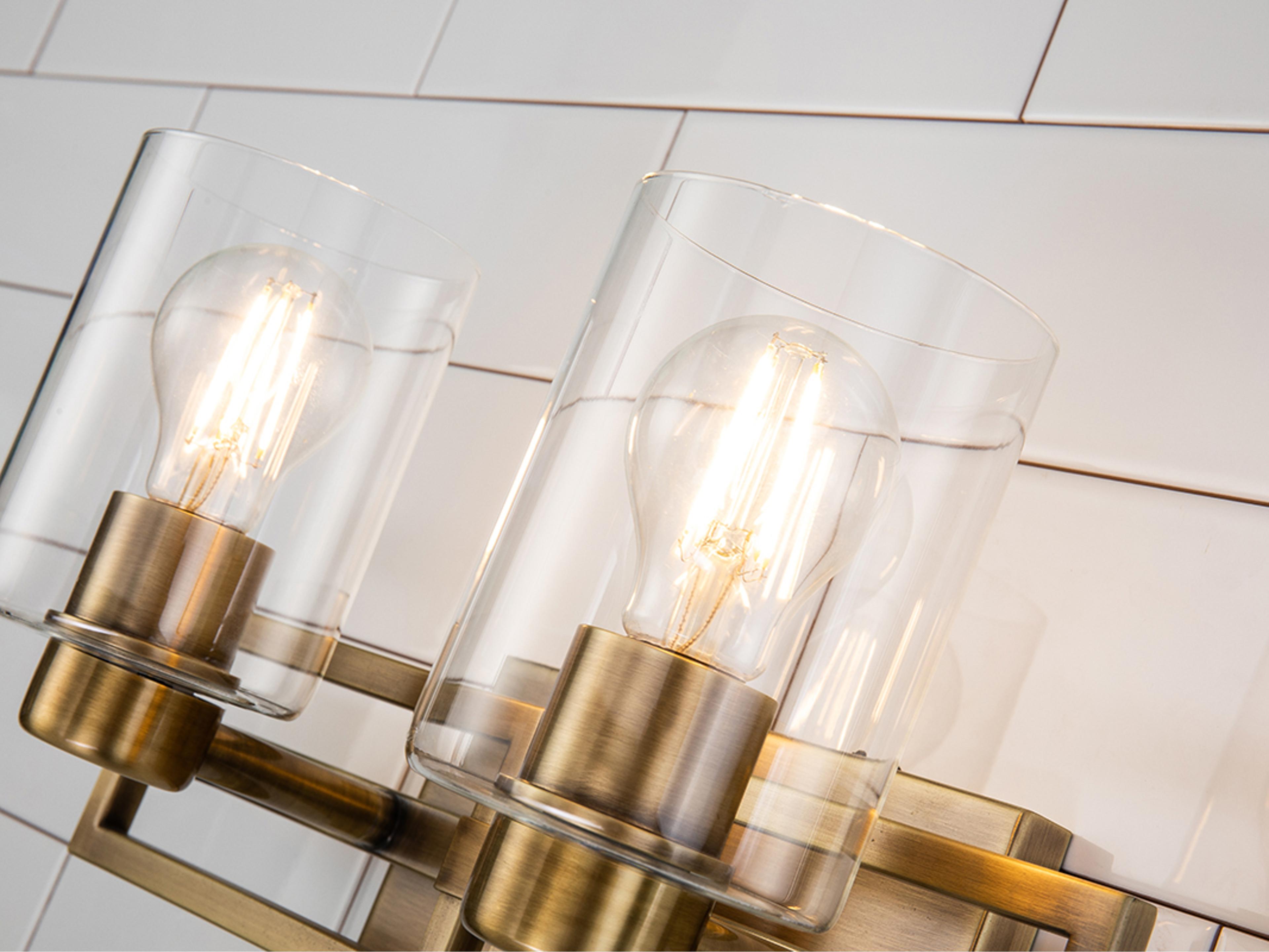 Lucas McKearn Estes 2-Light Antique Brass Glass Vanity Light