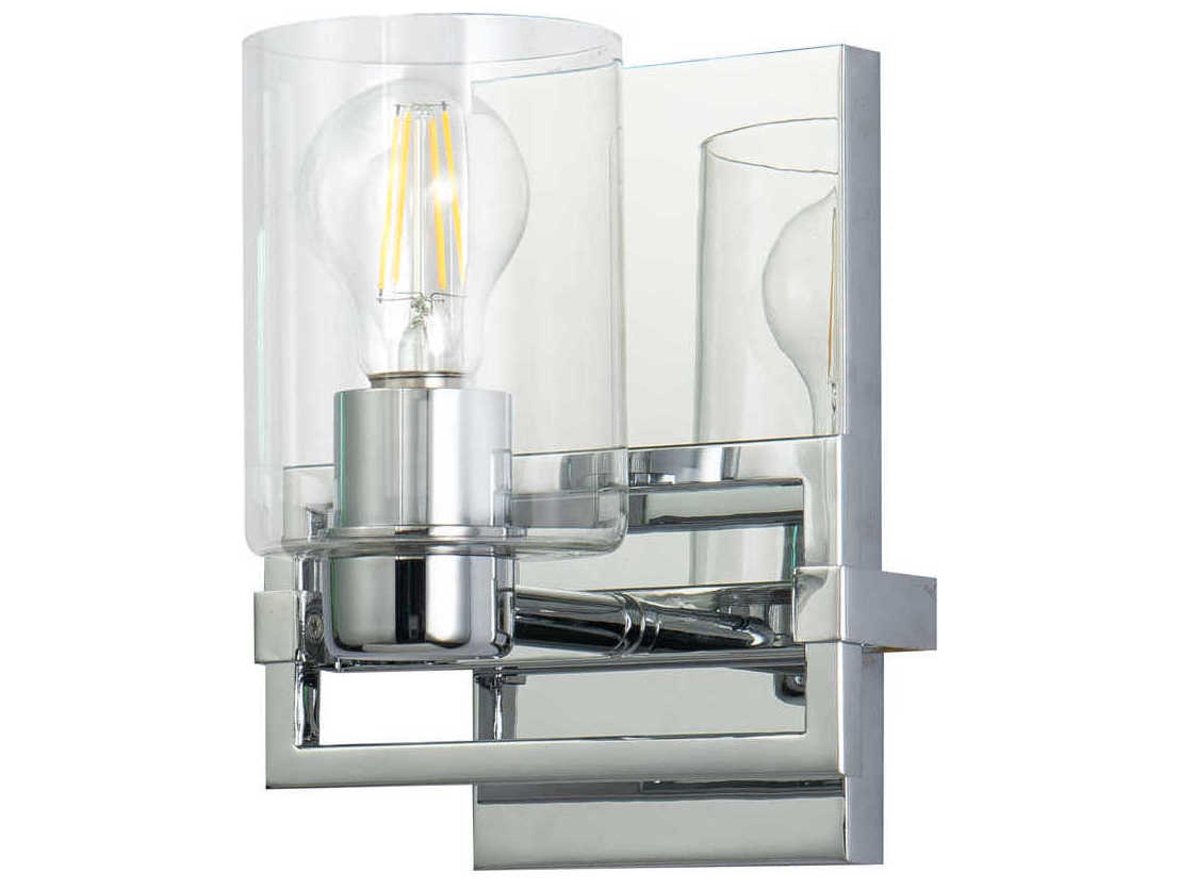 Lucas McKearn Estes 1-Light Polished Chrome Glass Wall Sconce