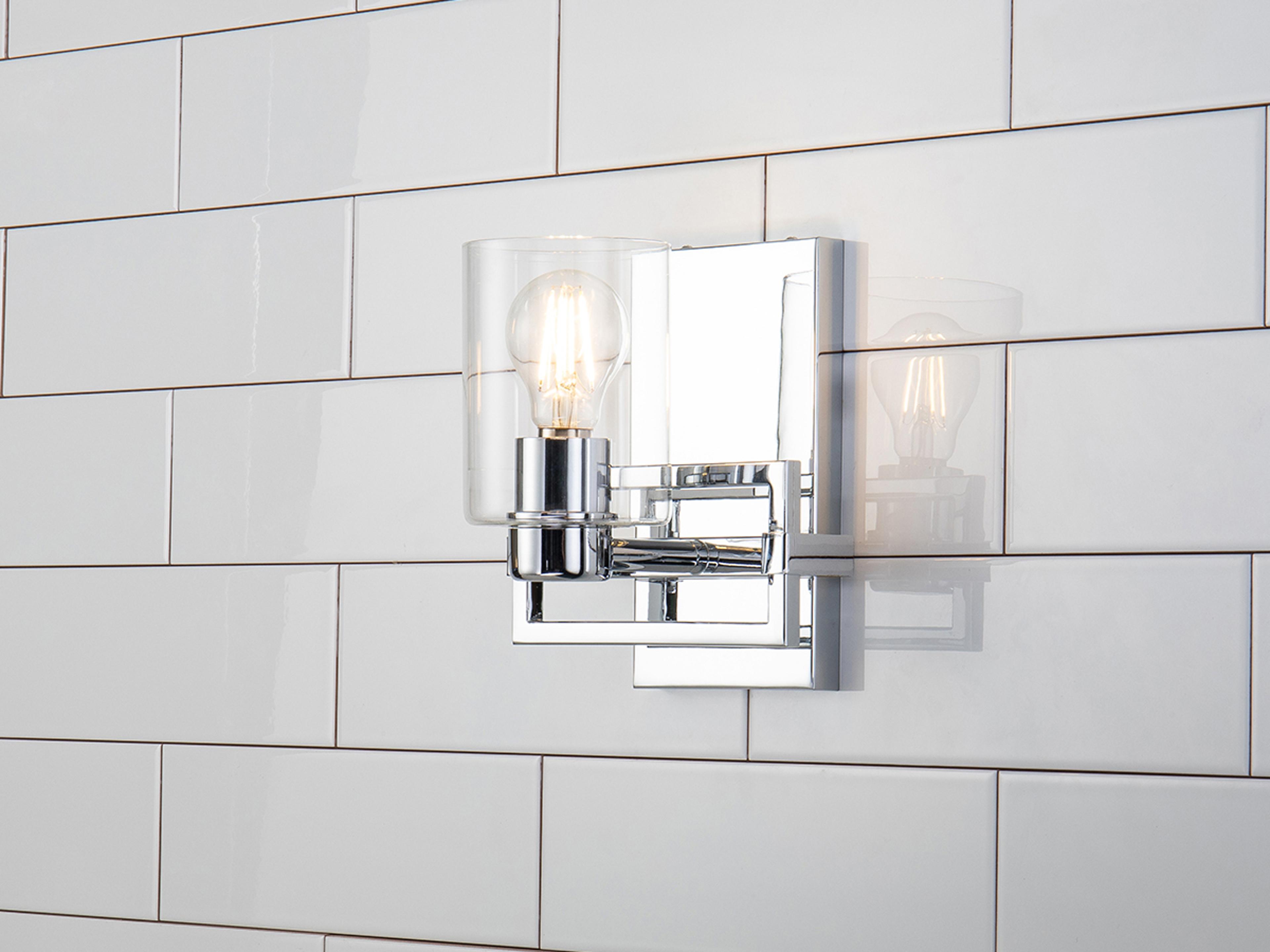 Lucas McKearn Estes 1-Light Polished Chrome Glass Wall Sconce