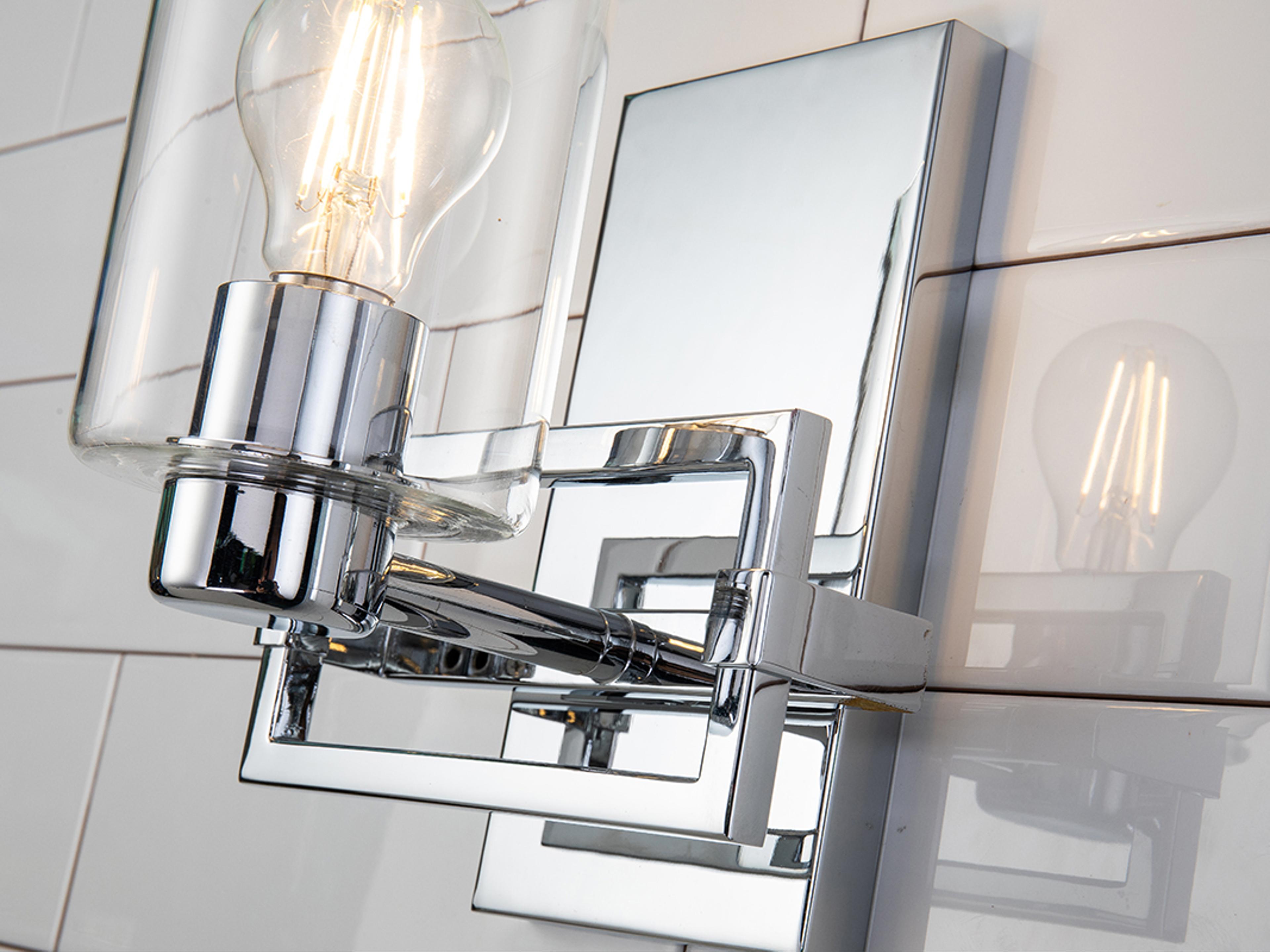 Lucas McKearn Estes 1-Light Polished Chrome Glass Wall Sconce